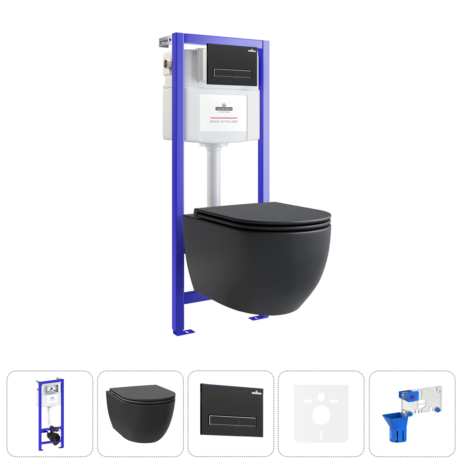 Изображение товара Комплект инсталляция с унитазом Lavinia Boho 20219128R черный бесободковый
