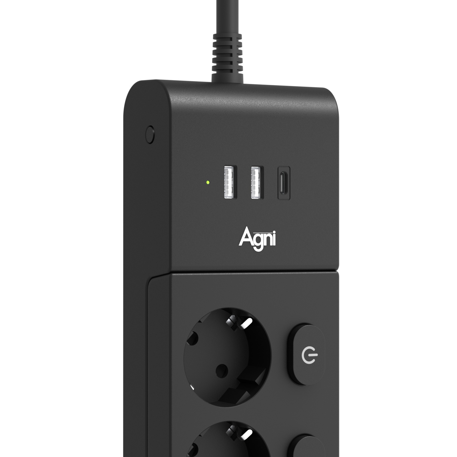 Изображение товара Сетевой фильтр Agni TP-FI3U5E-3m-black 12x1.5 3 м 5 розеток с заземлением 4000 Вт цвет черный
