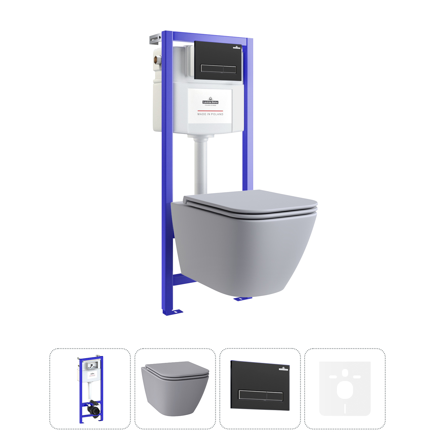 Изображение товара Комплект инсталляция с унитазом Lavinia boho 20219217R серый