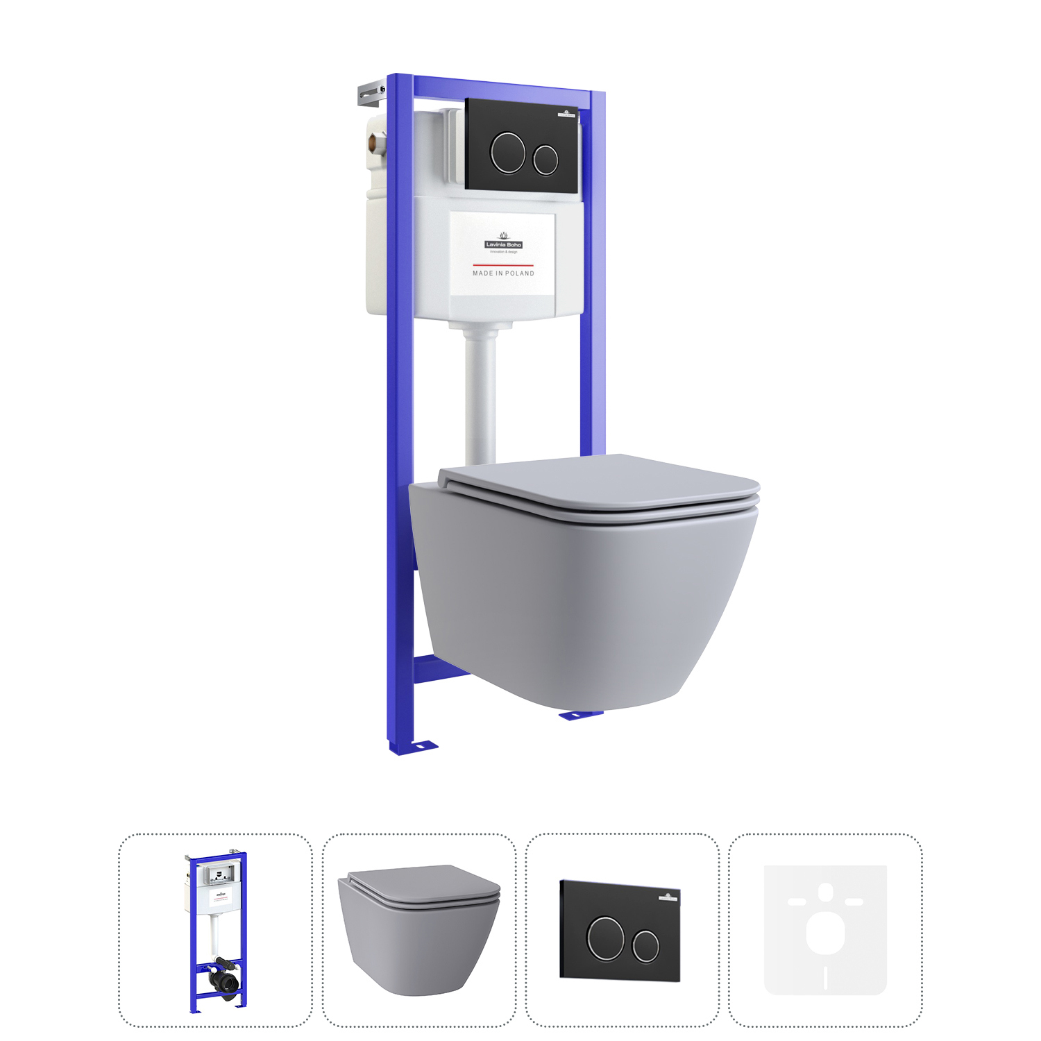 Изображение товара Комплект инсталляция с унитазом Lavinia boho 20219218R цвет серый