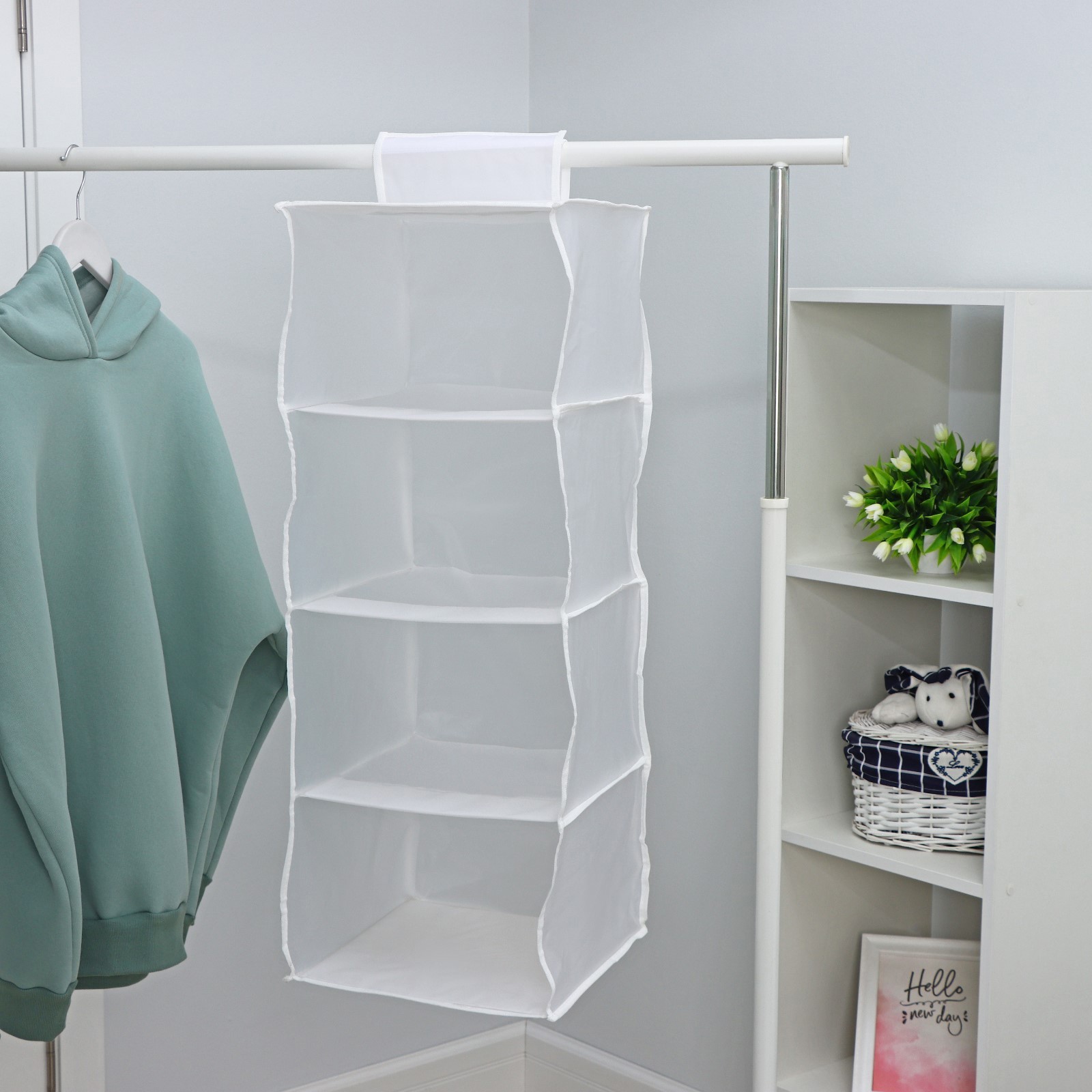 Изображение товара Подвесной органайзер Сим-Ленд 4 отделения 30x30 см прозрачный