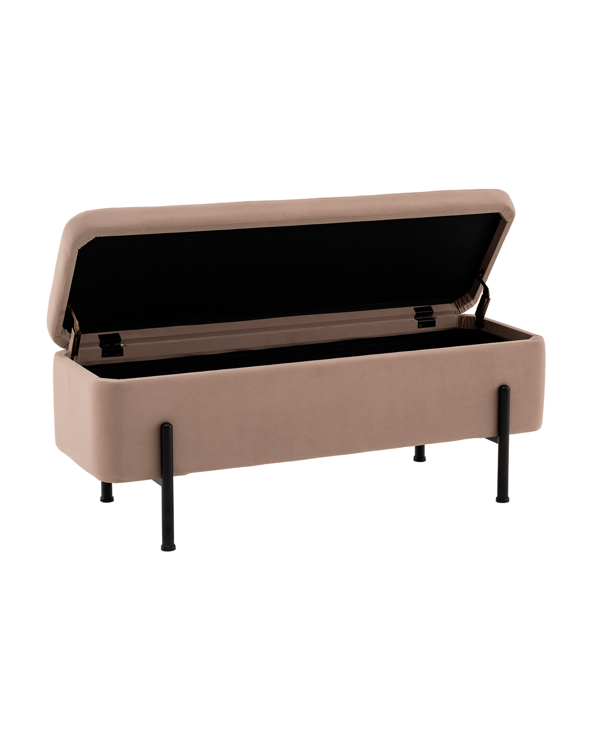 Изображение товара Банкетка Stool group Болейн 110x42x42 см велюр бежевый с ящиком черные ножки