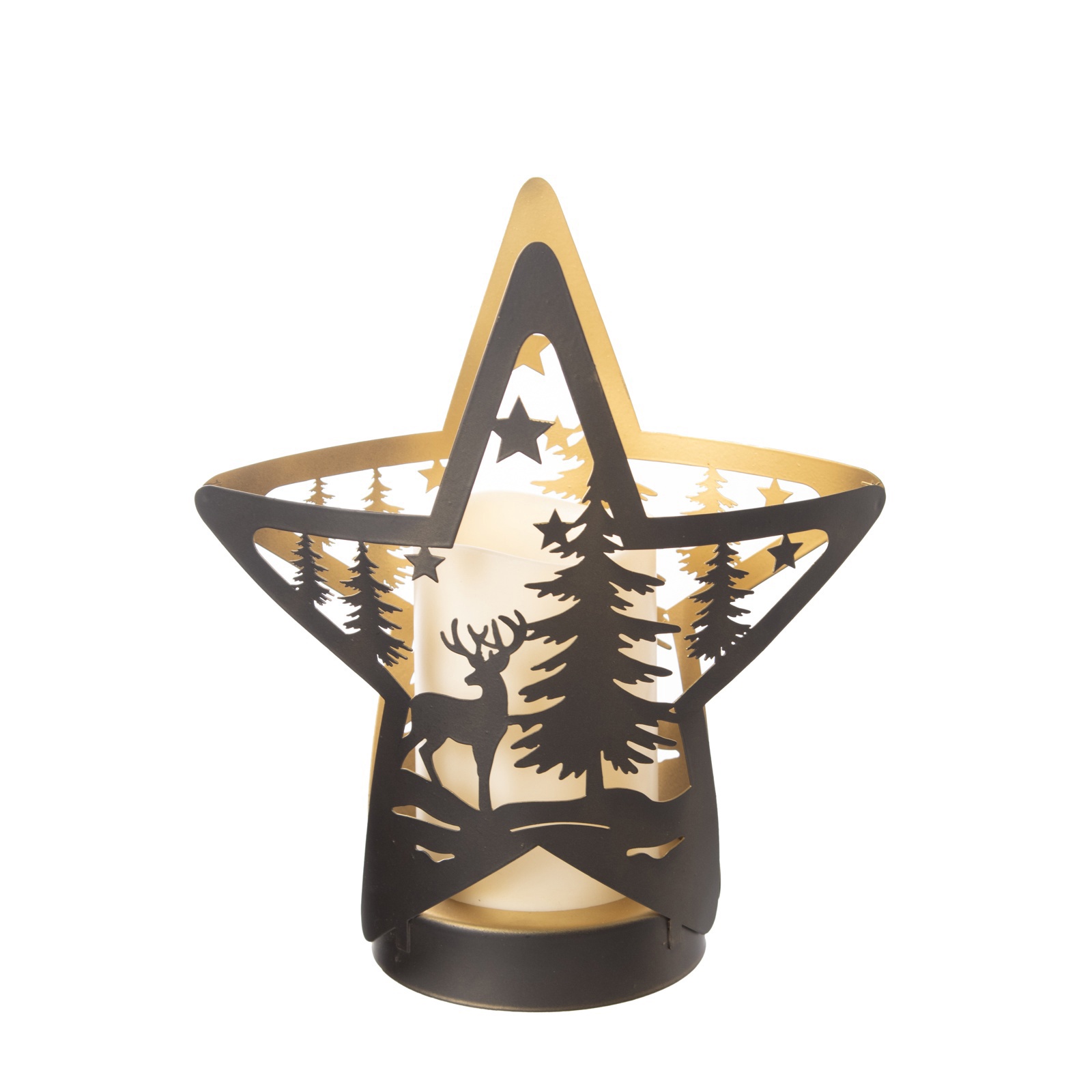 Изображение товара Декоративный фонарик RISALUX Звезда LED 10.5x21.8x23 см черный