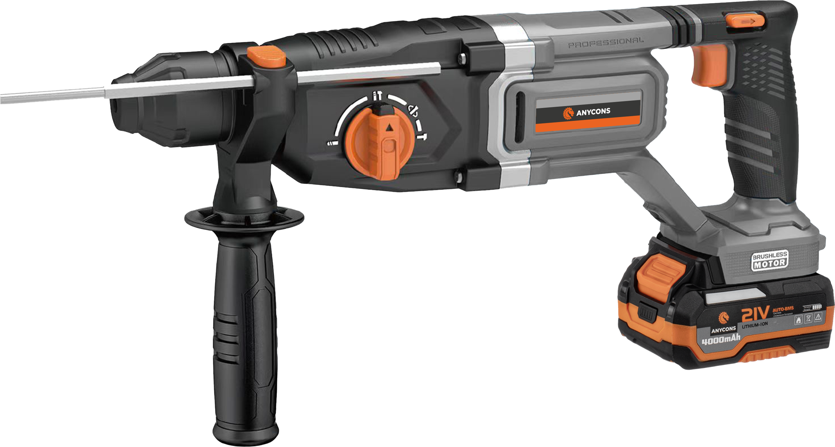 Изображение товара Аккумуляторный перфоратор Anycons AC-H5092 21 В 2x4 Ач SDS Plus 2.8 Дж профессиональный