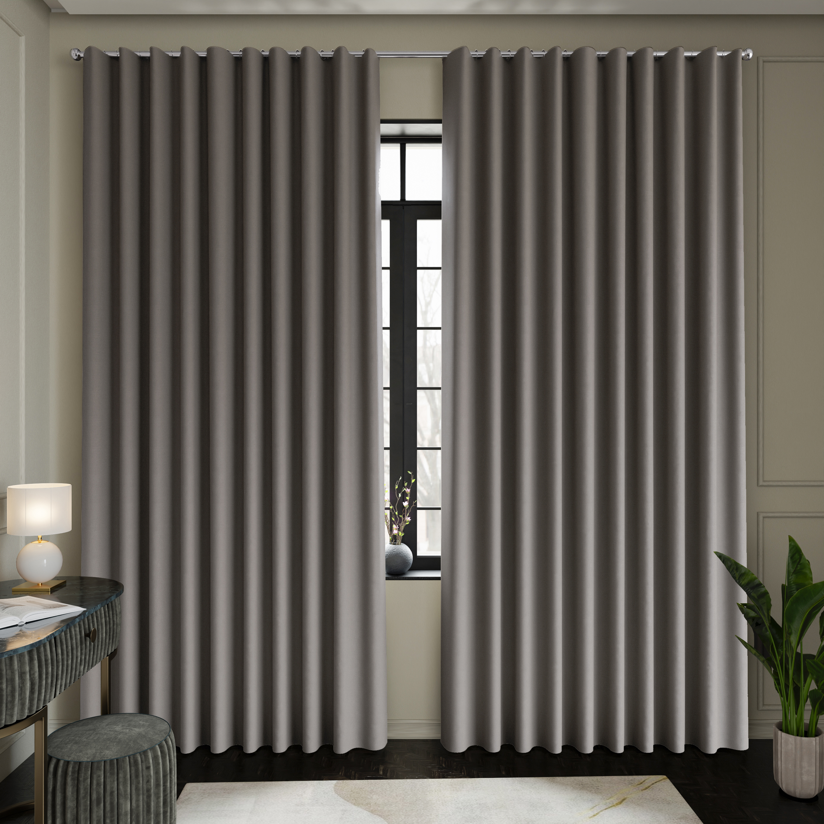 Изображение товара Комплект штор на ленте Джулия 150x250 см цвет серо-коричневый 2 шт.