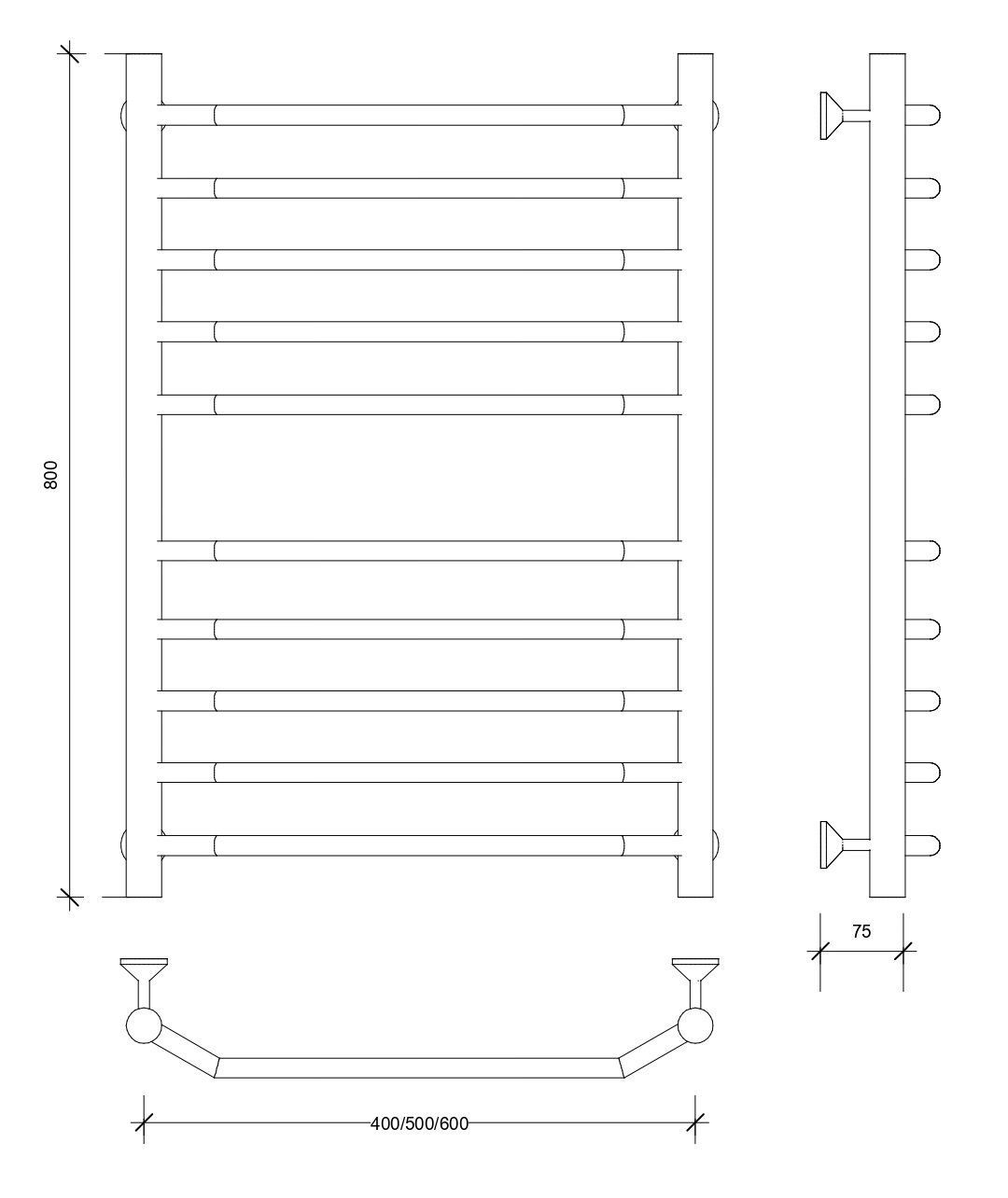Изображение товара Полотенцесушитель водяной Secado Агата 4 800x500 мм черный матовый