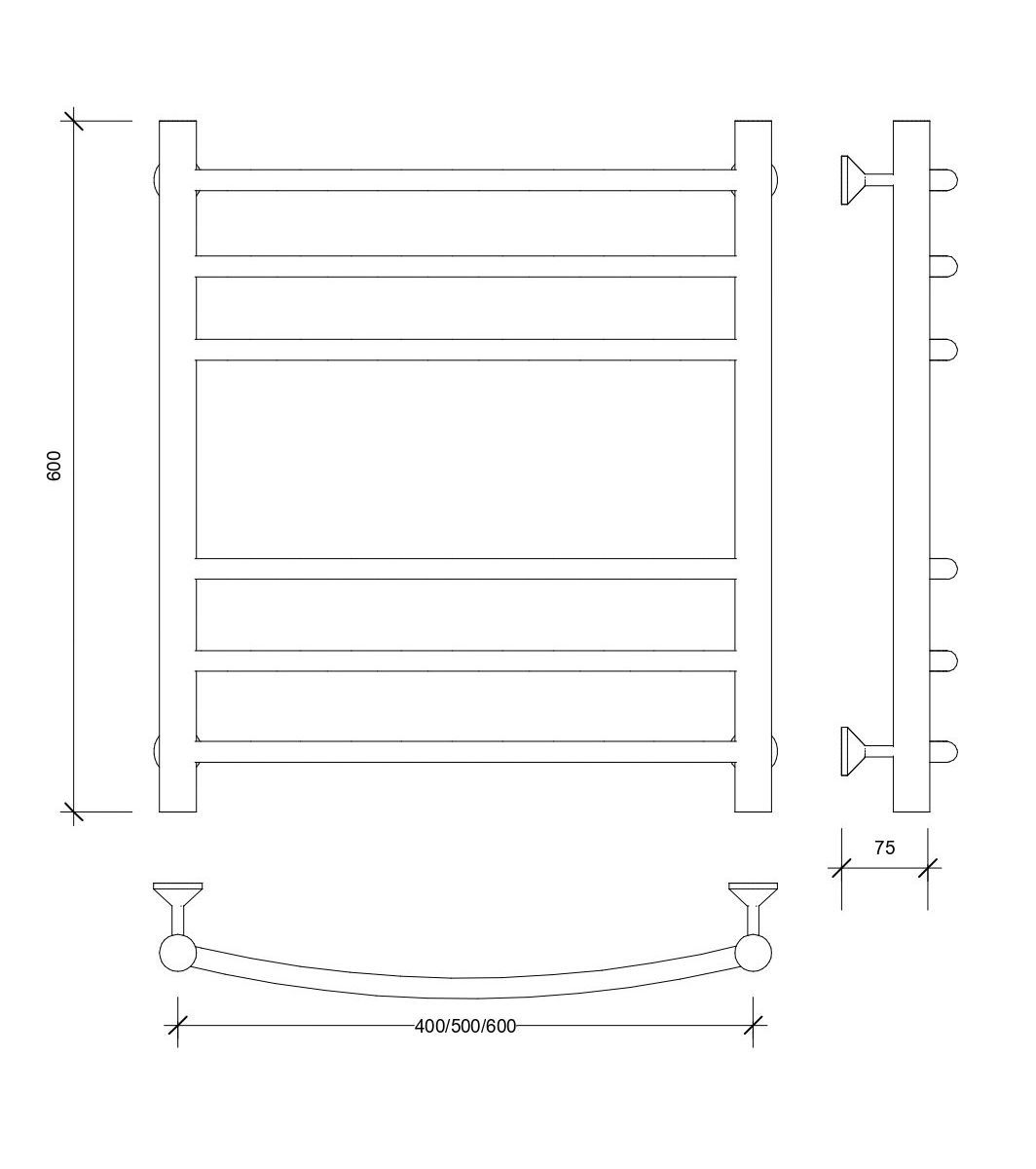 Изображение товара Полотенцесушитель водяной Secado Милан 3 черный матовый