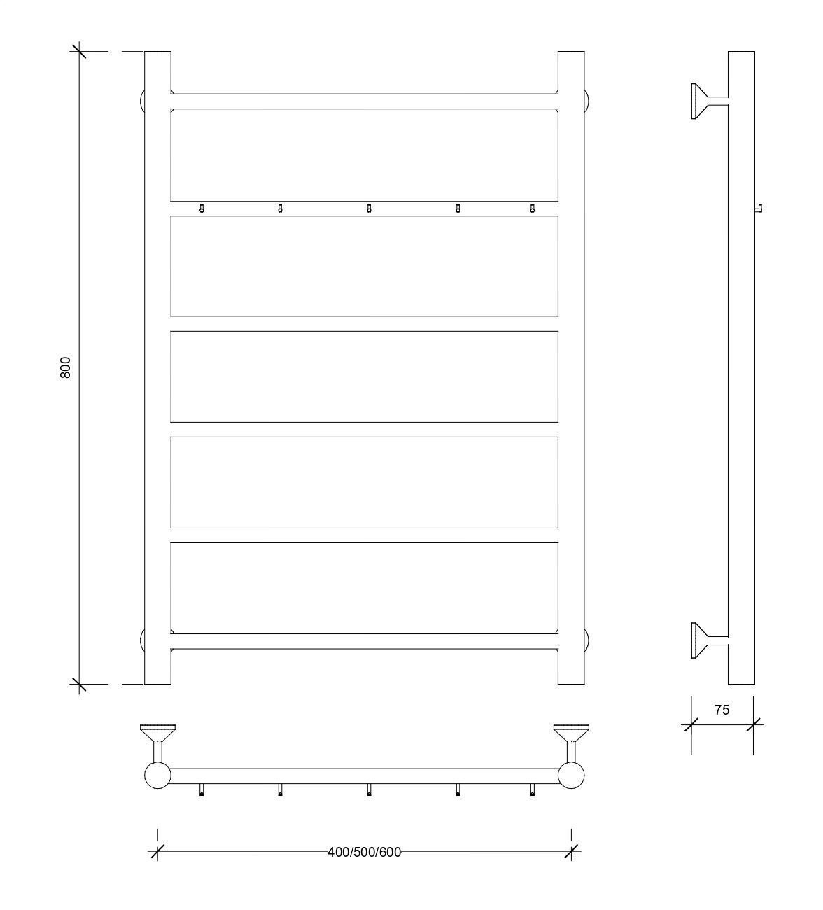 Изображение товара Полотенцесушитель водяной Secado Триада 1 К 800x500 мм черный