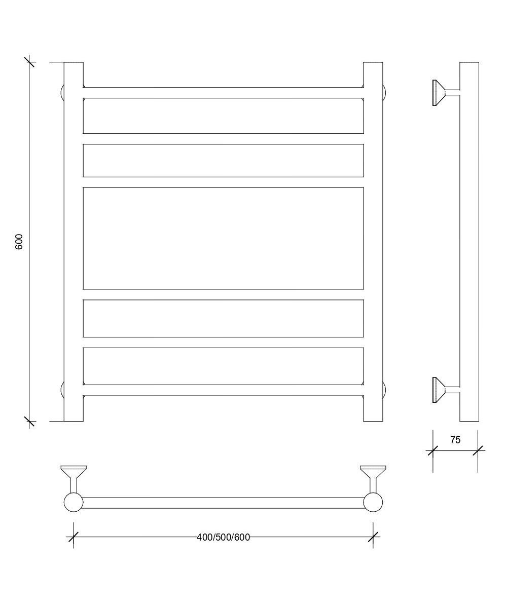 Изображение товара Полотенцесушитель водяной Secado Триада 3 черный матовый 600x500 мм