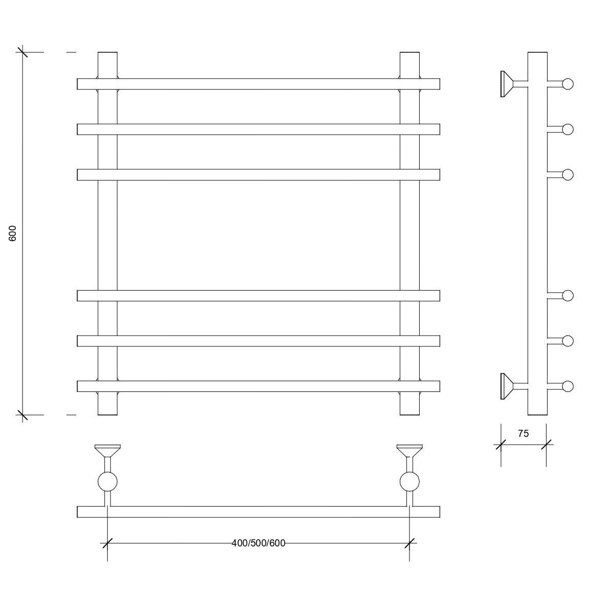 Изображение товара Водяной полотенцесушитель Secado Турин плюс 600x600 мм черный матовый нержавеющая сталь Россия