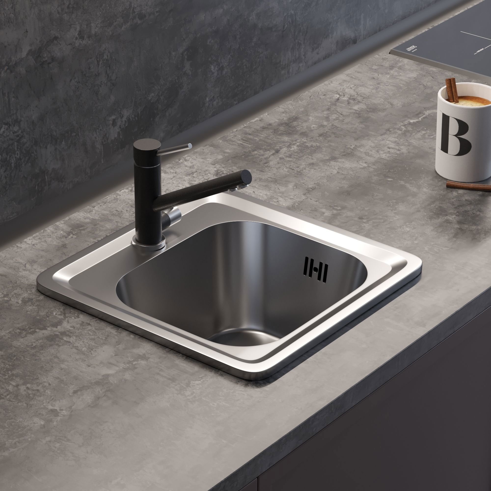 Изображение товара Мойка врезная Kromrus 38x38 см нержавеющая сталь цвет хром