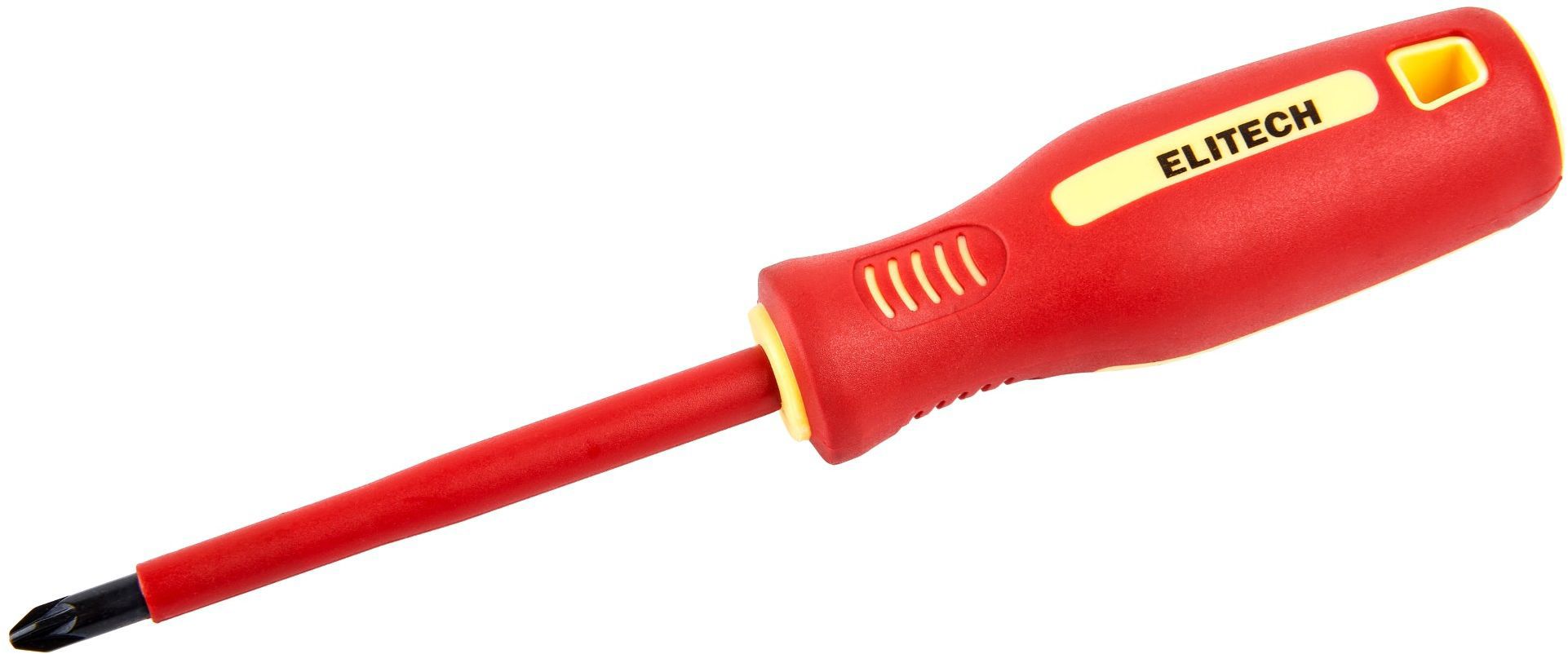 Изображение товара Диэлектрическая крестовая отвертка Elitech 231302 PZ2x100 мм для электромонтажных работ