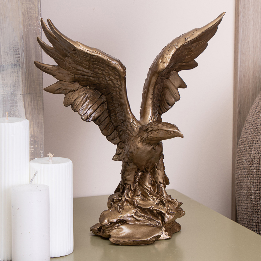Изображение товара Статуэтка из мрамора Bogacho Орел большой бронзового цвета