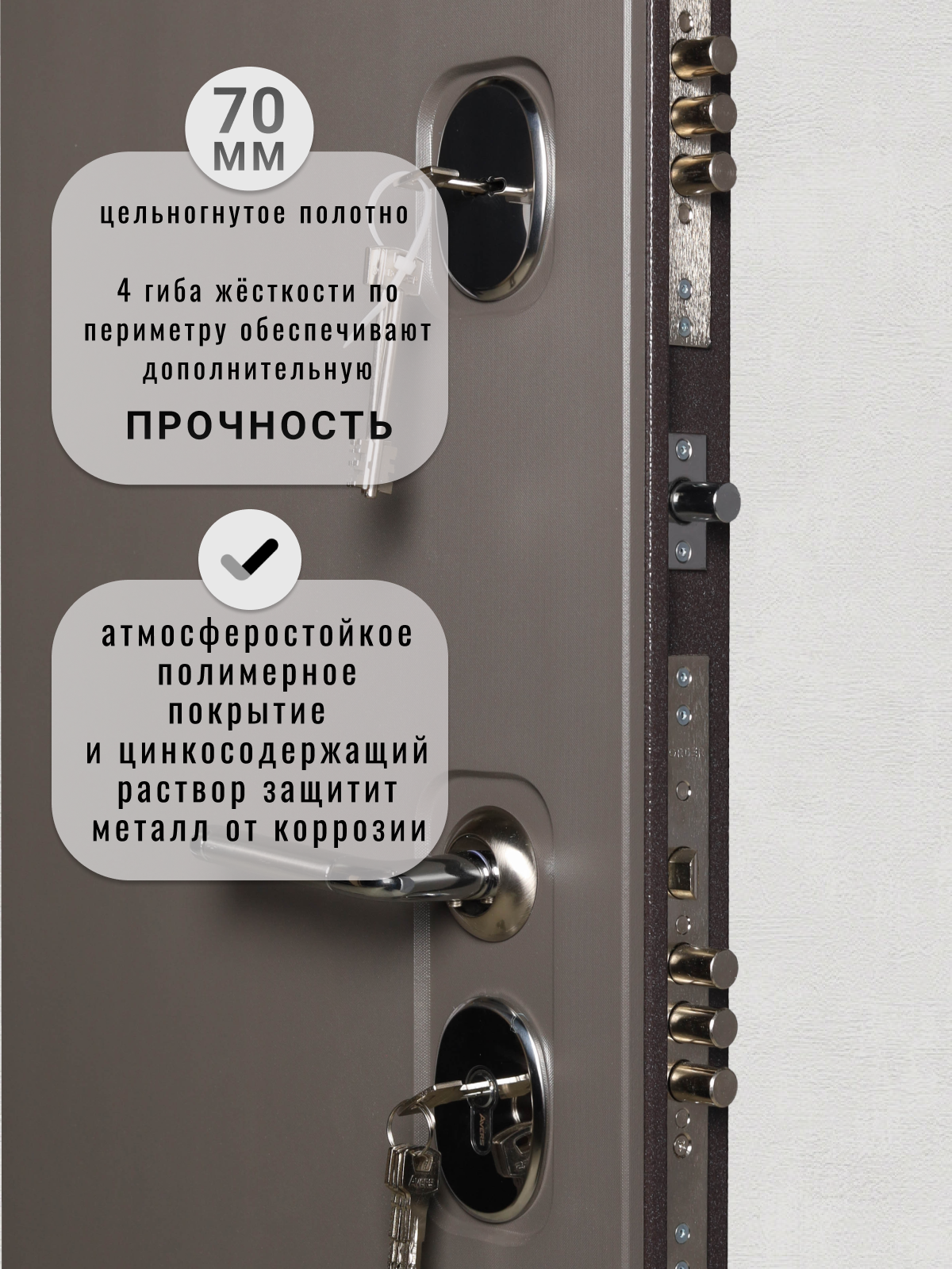 Изображение товара Входная дверь Kvarta FE правый 205x86см цвет серый/эмаль капучино