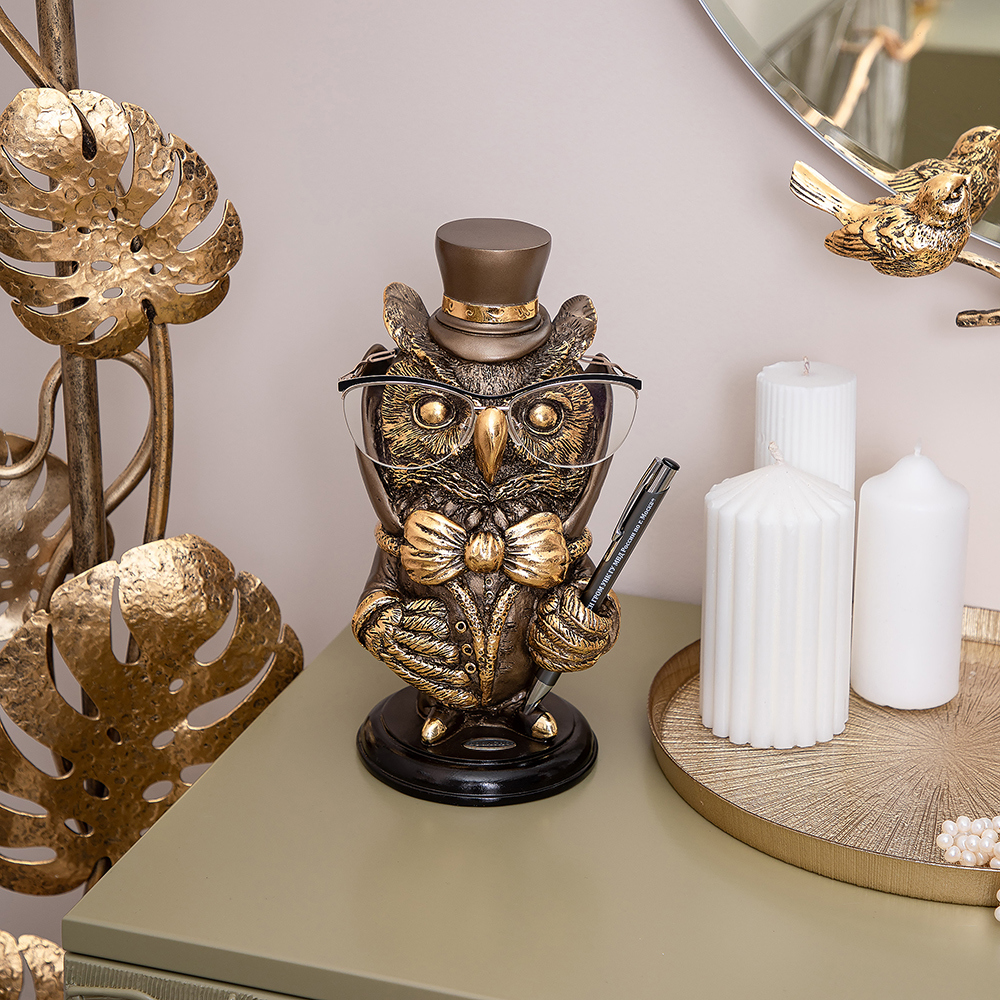 Изображение товара Статуэтка Bogacho Филин с держателем очков - мрамор