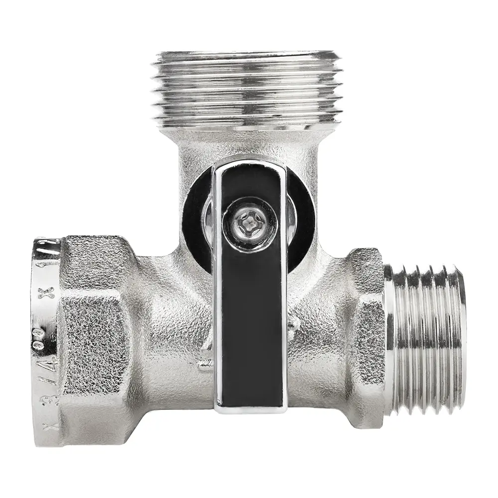 Кран трехходовой MPF DN15 PN24 1/2"x3/4"x1/2" НР/ВР латунь ручка флажок