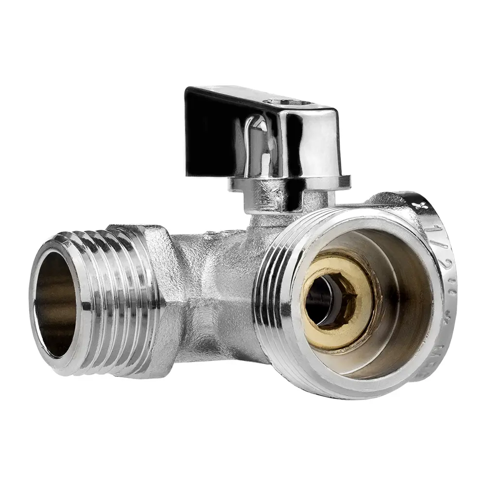 Кран трехходовой MPF DN15 PN24 1/2"x3/4"x1/2" НР/ВР латунь ручка флажок - 2