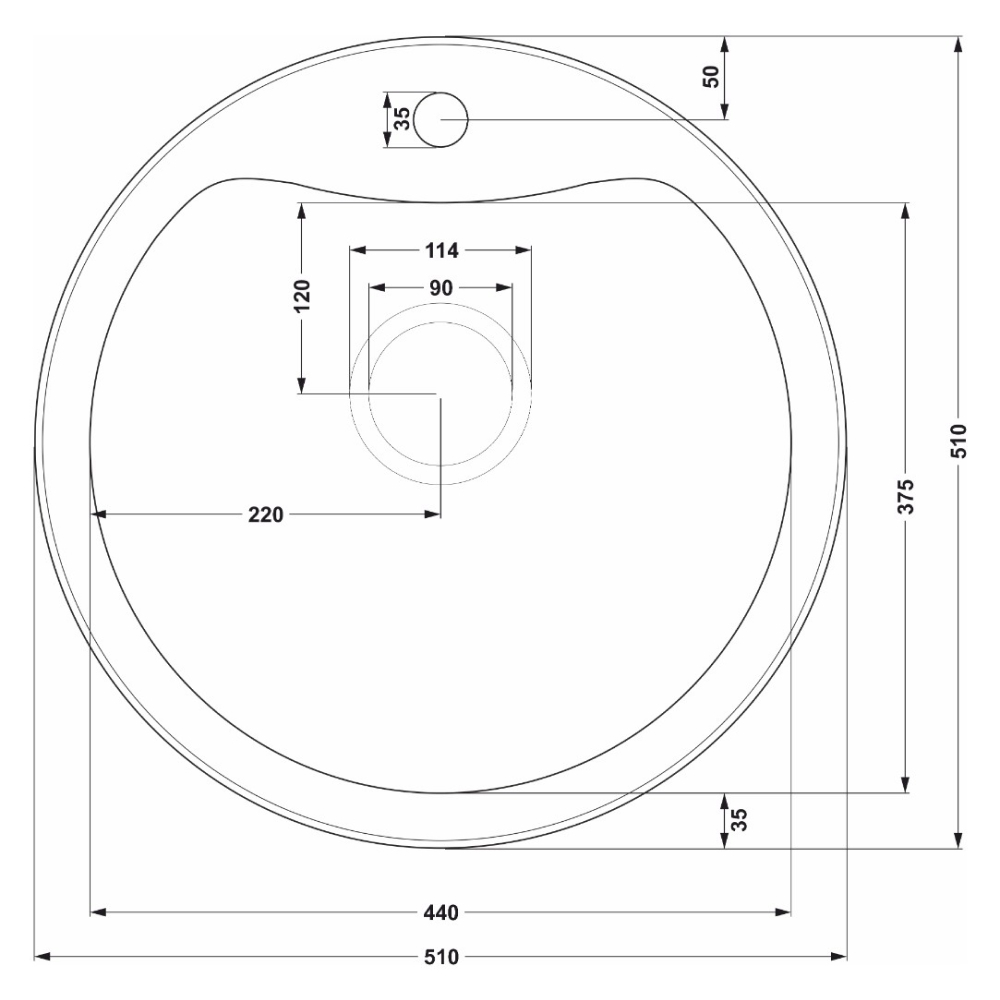 Изображение товара Мойка для кухни Seaman SMR-510A.A 51x51 см глубина чаши 18 см нержавеющая сталь цвет нержавеющая сталь