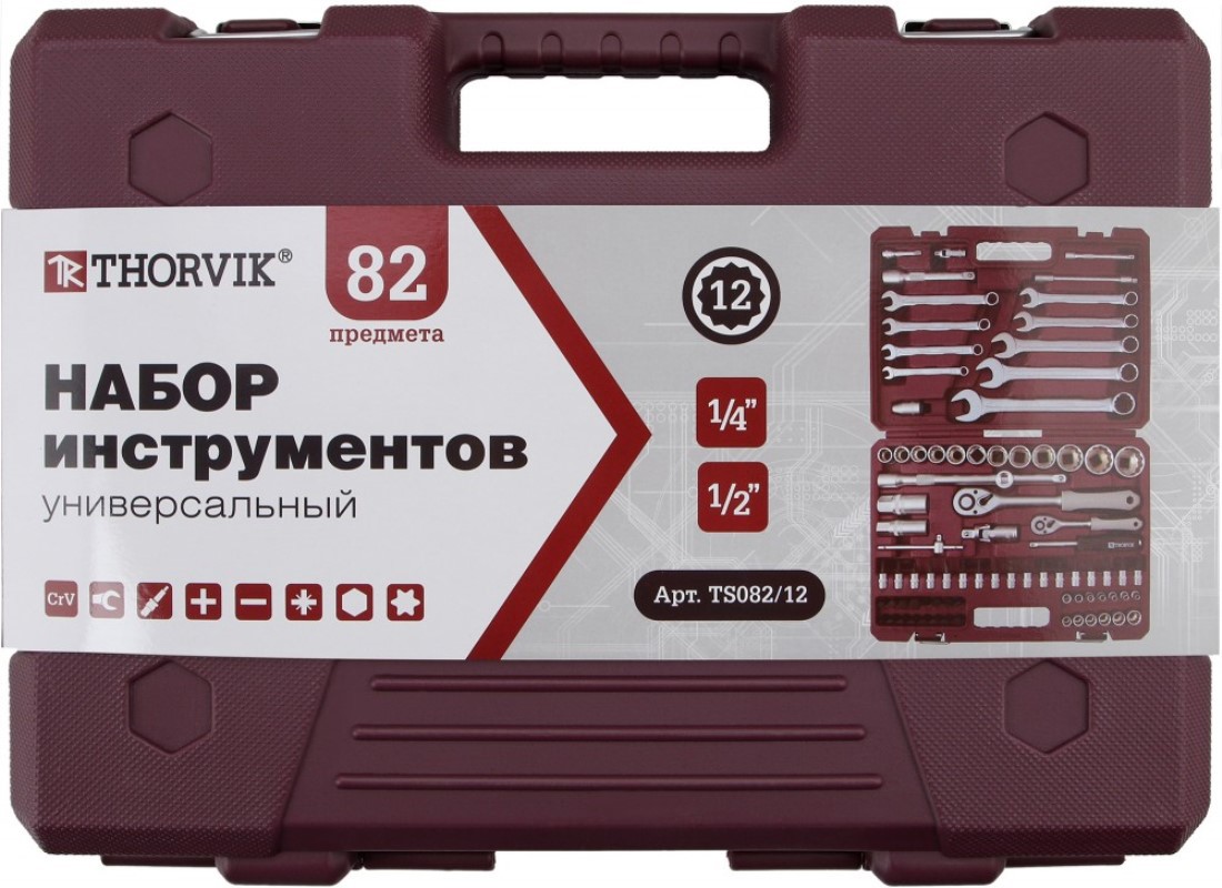 Изображение товара Набор инструментов Thorvik TS082/12, 82 предмета
