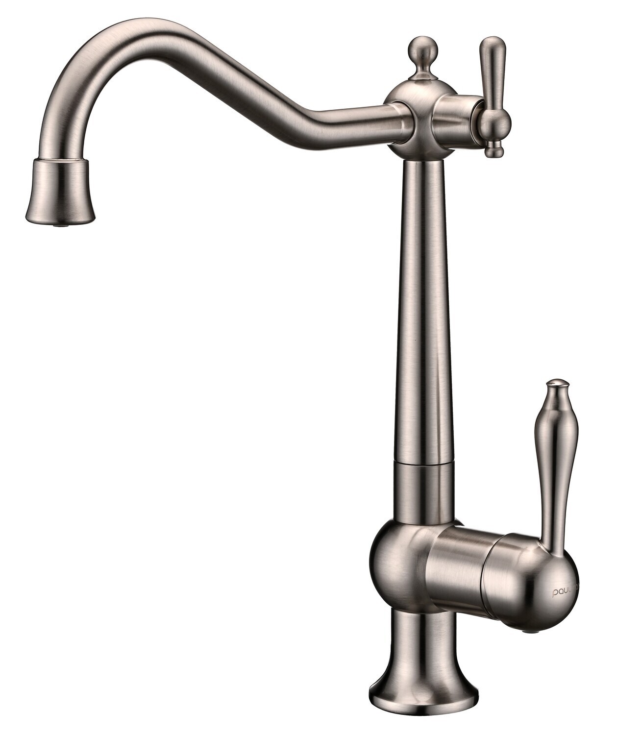 Изображение товара Смеситель для кухни однорычажный Paulmark Retro 25 см серый металлик