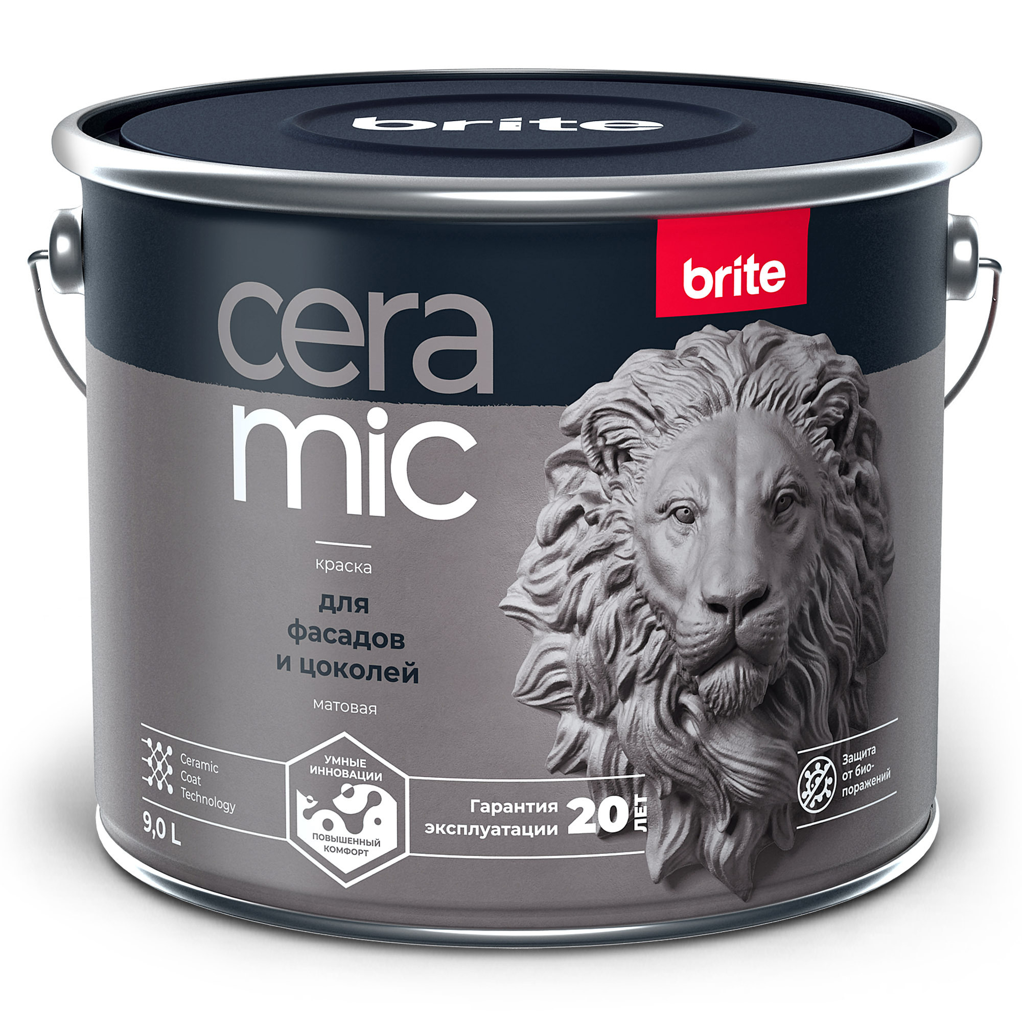 Изображение товара Краска Brite Ceramic для фасадов и цоколей 9 л водная акриловая матовая