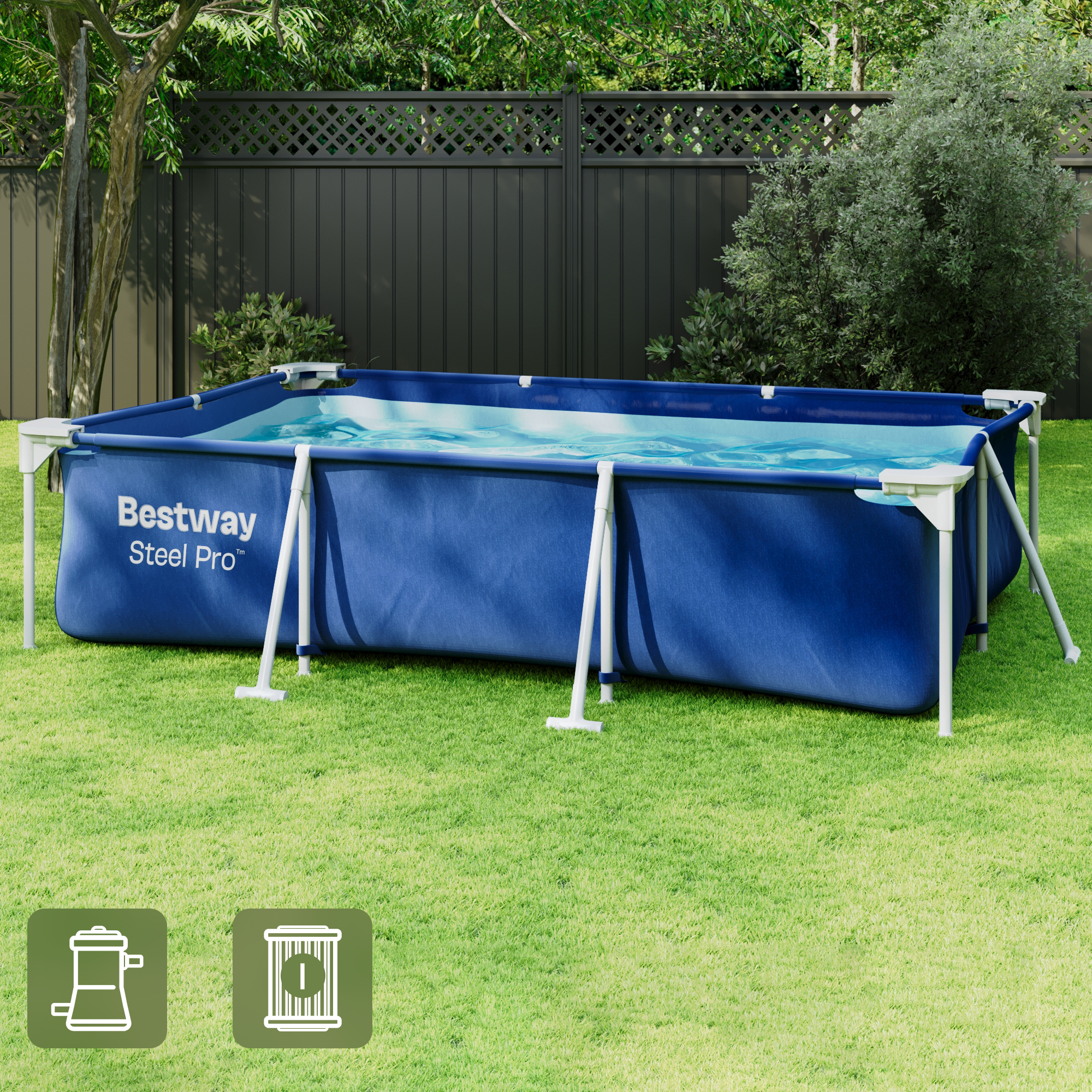 Бассейн каркасный прямоугольный Bestway 56411 BW 300x201x66 см