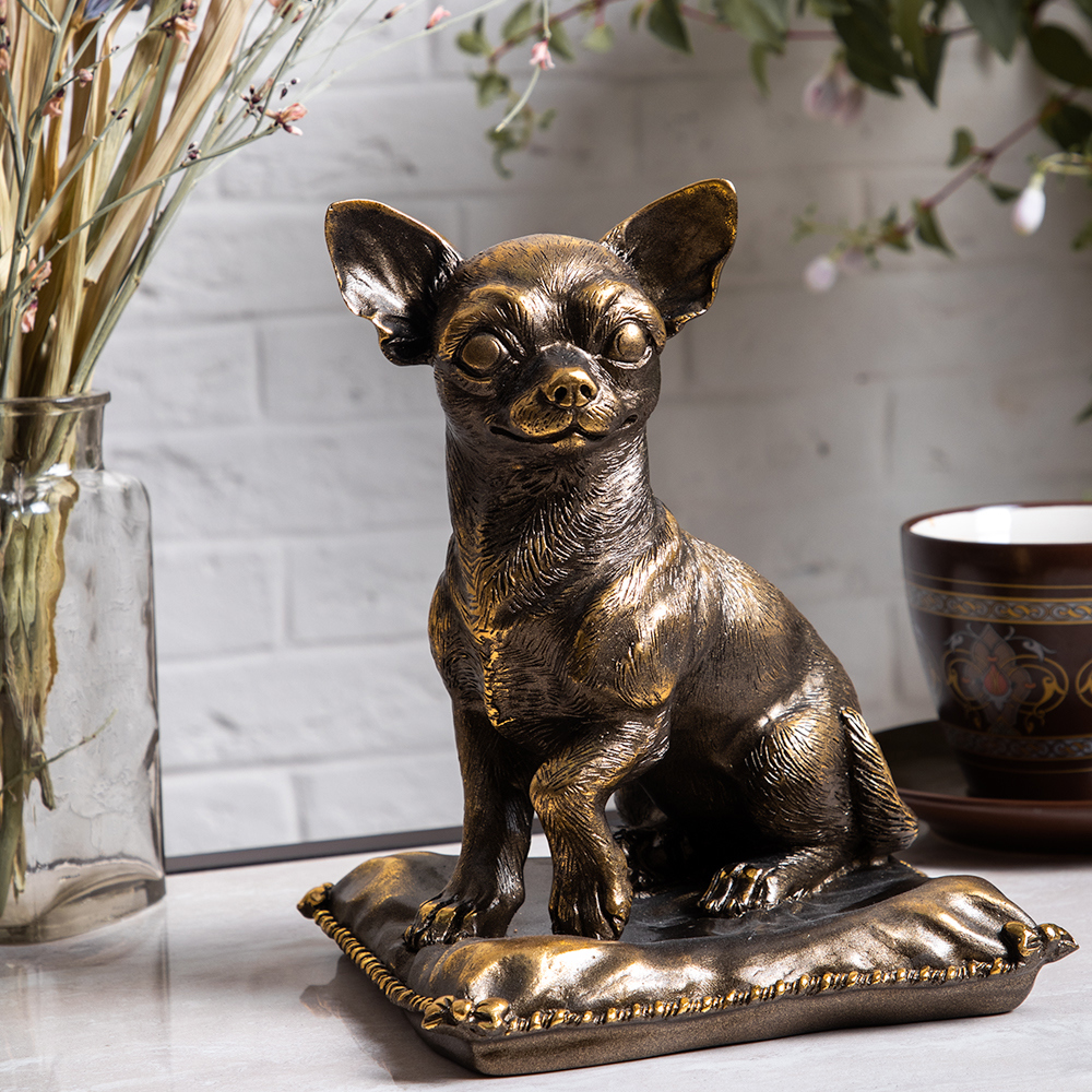 Изображение товара Статуэтка из мрамора Bogacho Собака Молли бронзовая, 20 см