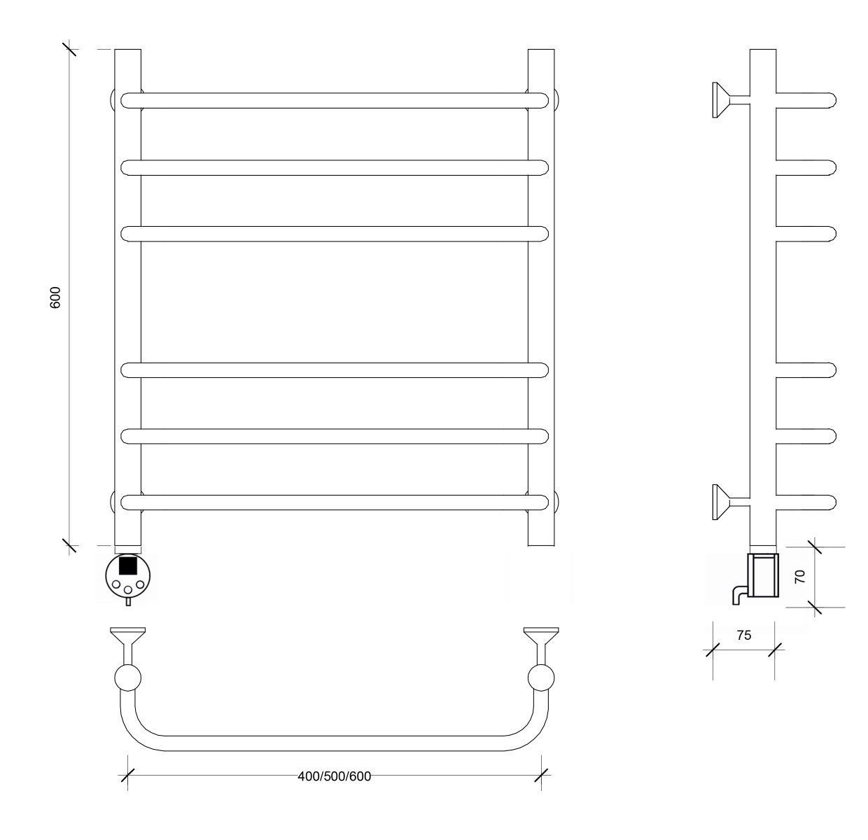 Изображение товара Электрический полотенцесушитель Secado Мерида 3 500x600 мм 300 Вт Россия