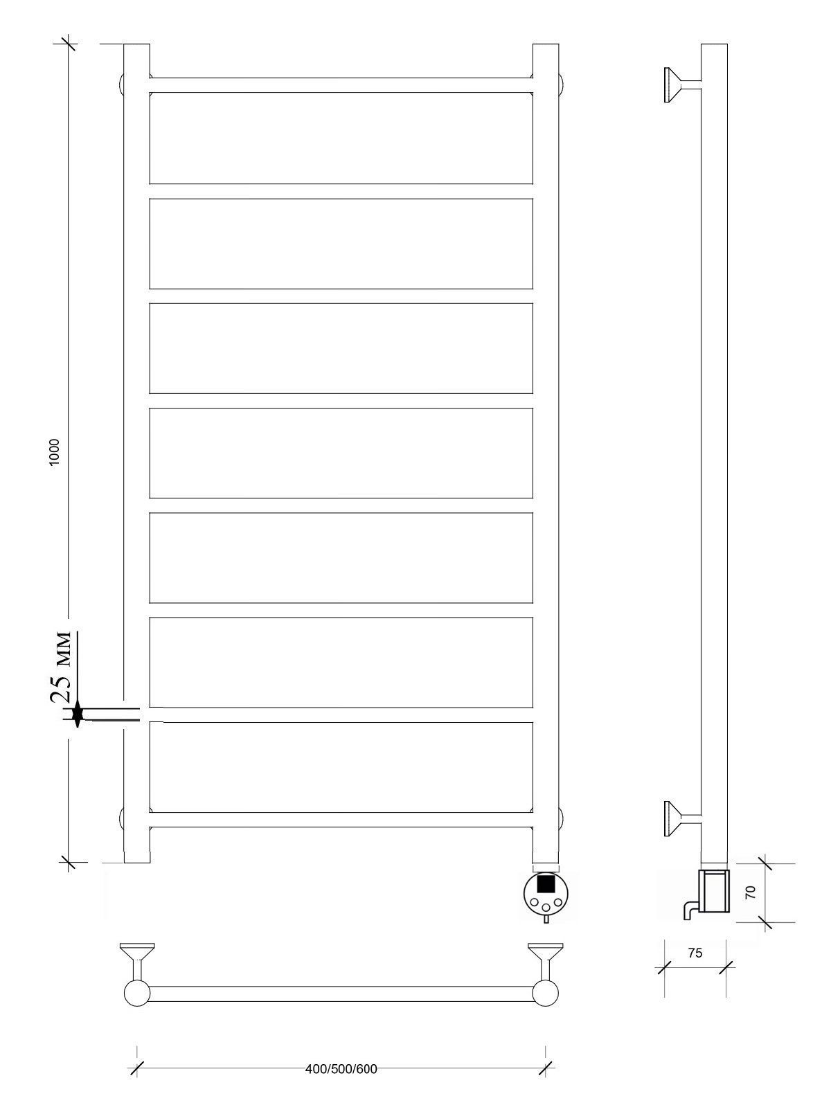 Изображение товара Полотенцесушитель электрический Secado Триада 1 плюс черный