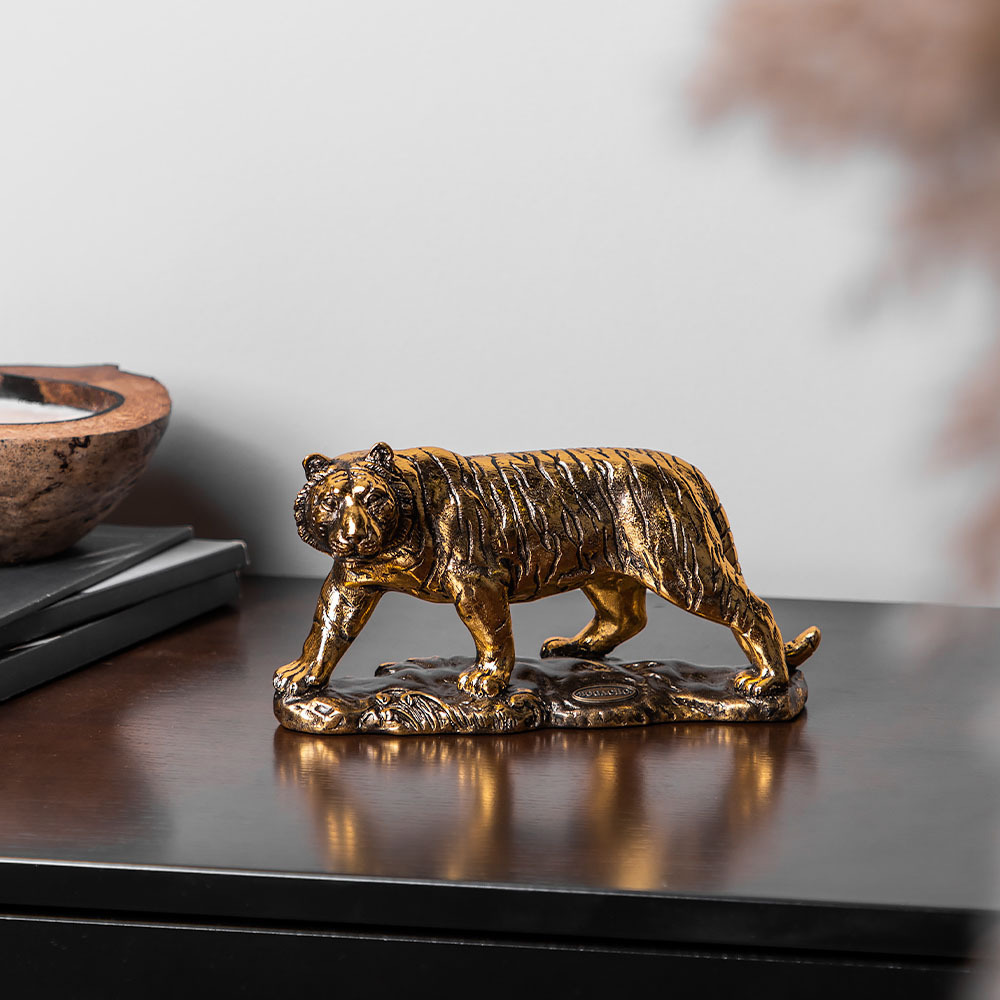 Изображение товара Статуэтка из мрамора Bogacho Крадущийся тигр бронзовая