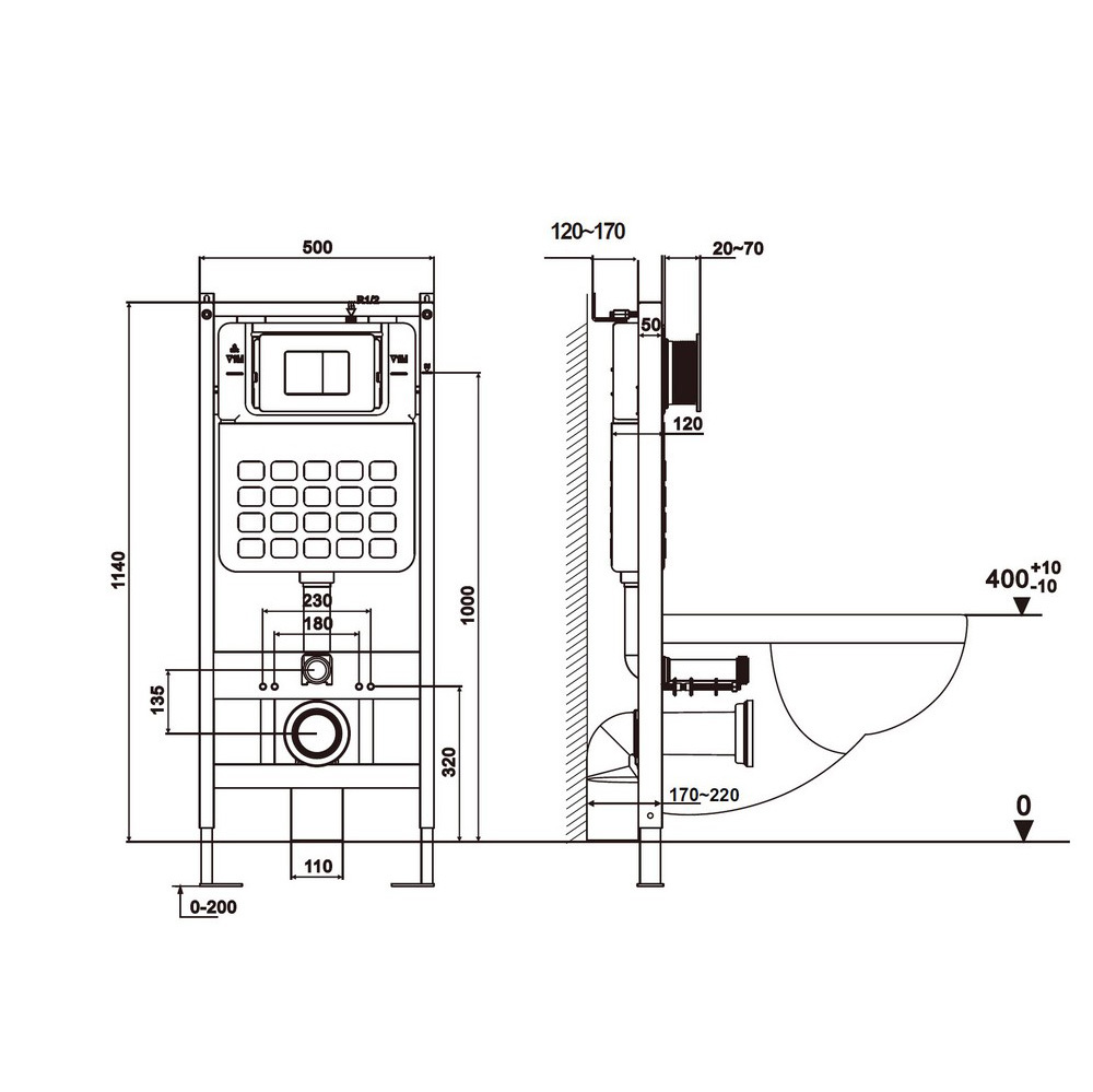 Изображение товара Комплект инсталляции и унитаз ABBER Rechteck белый с каскадным смывом