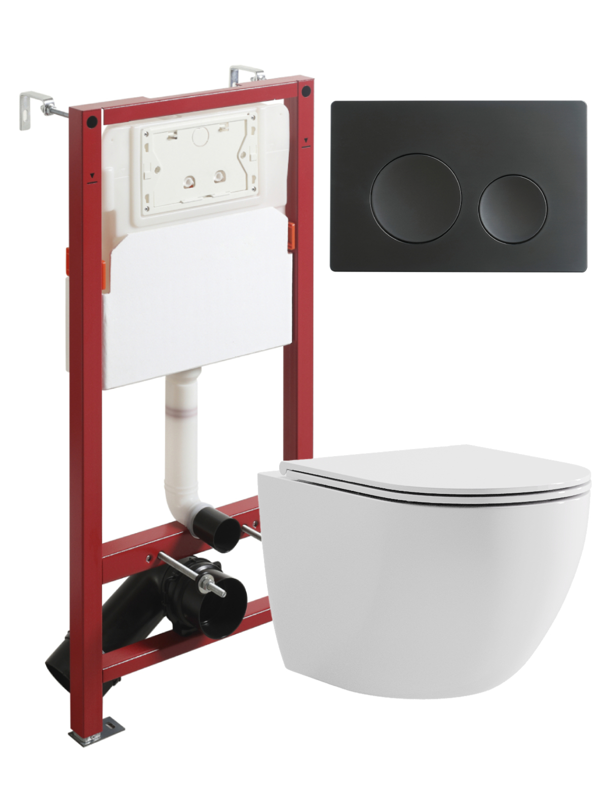 Изображение товара Комплект инсталляция с унитазом Topline TLTI03100+TLPB144 цвет белый, кнопка черная