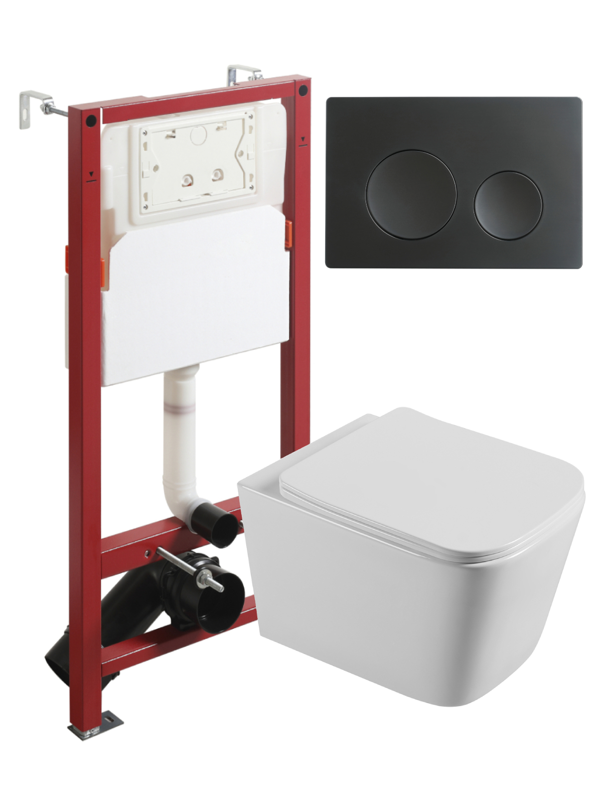 Изображение товара Комплект инсталляции с унитазом Topline TLTI04100+TLPB144 белый с черной кнопкой