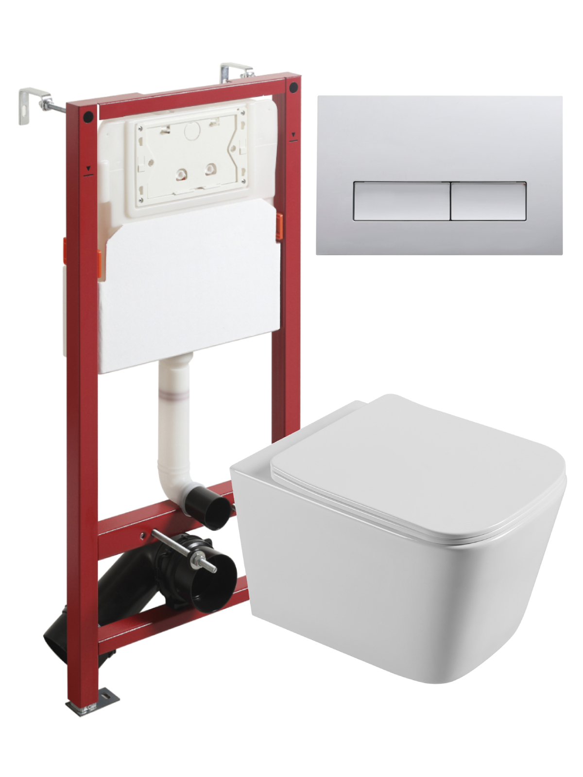 Изображение товара Комплект инсталляция с унитазом Topline TLTI04100+TLPB200 цвет белый, кнопка хром