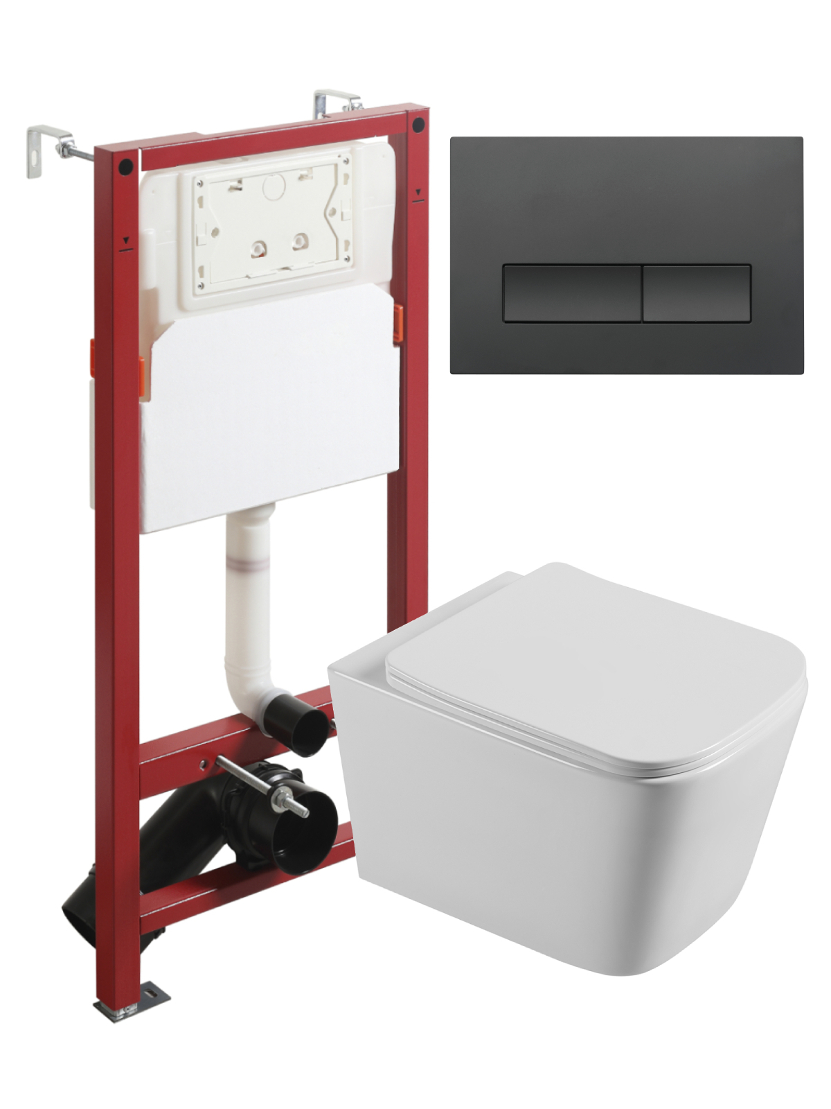 Изображение товара Комплект инсталляция с унитазом Topline TLTI04100+TLPB244 цвет белый, кнопка черная