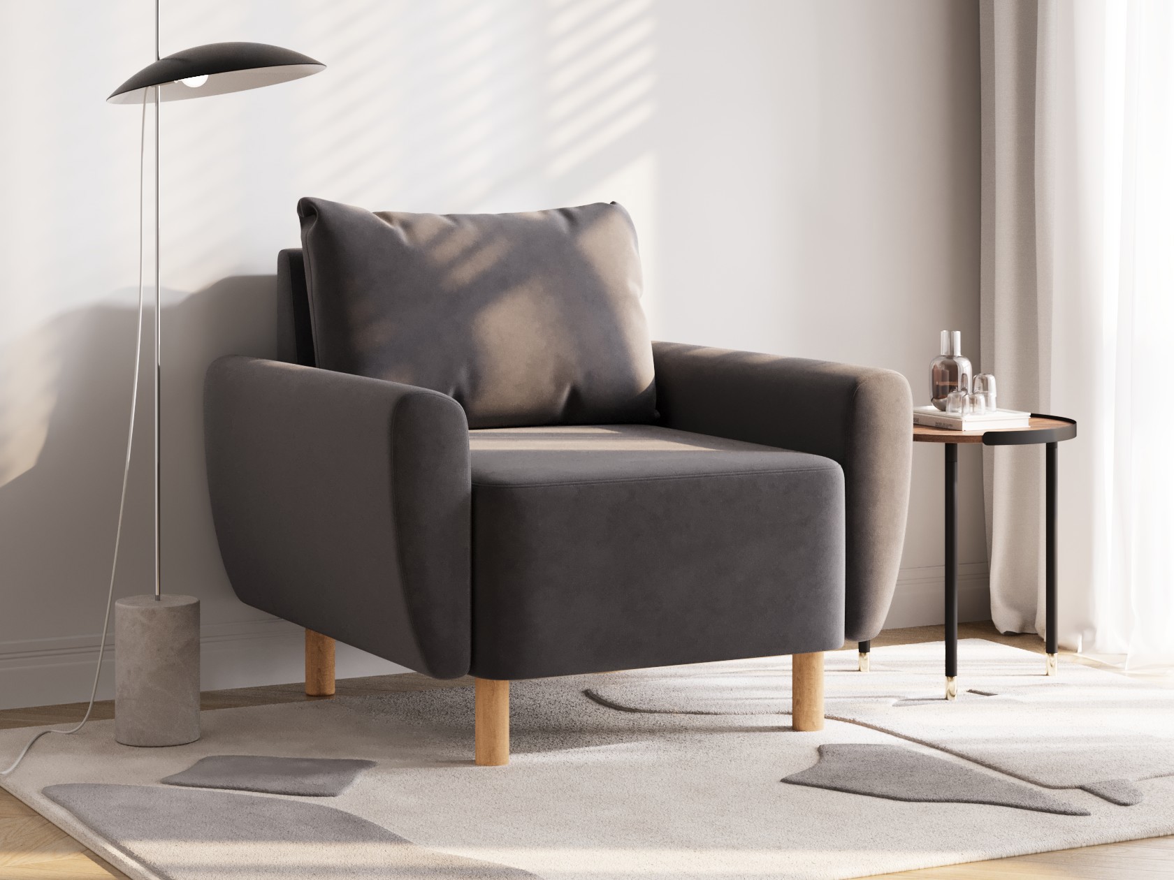 Изображение товара Кресло Алатея Правила мебели велюр графит 89x80x86 см белорусское