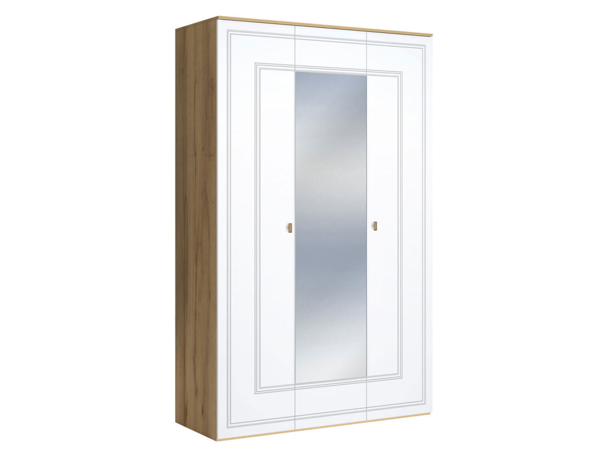 Изображение товара Шкаф распашной Кураж 180463 135x221.6x57.4 см ЛДСП цвет дуб золотистый/белый глянец