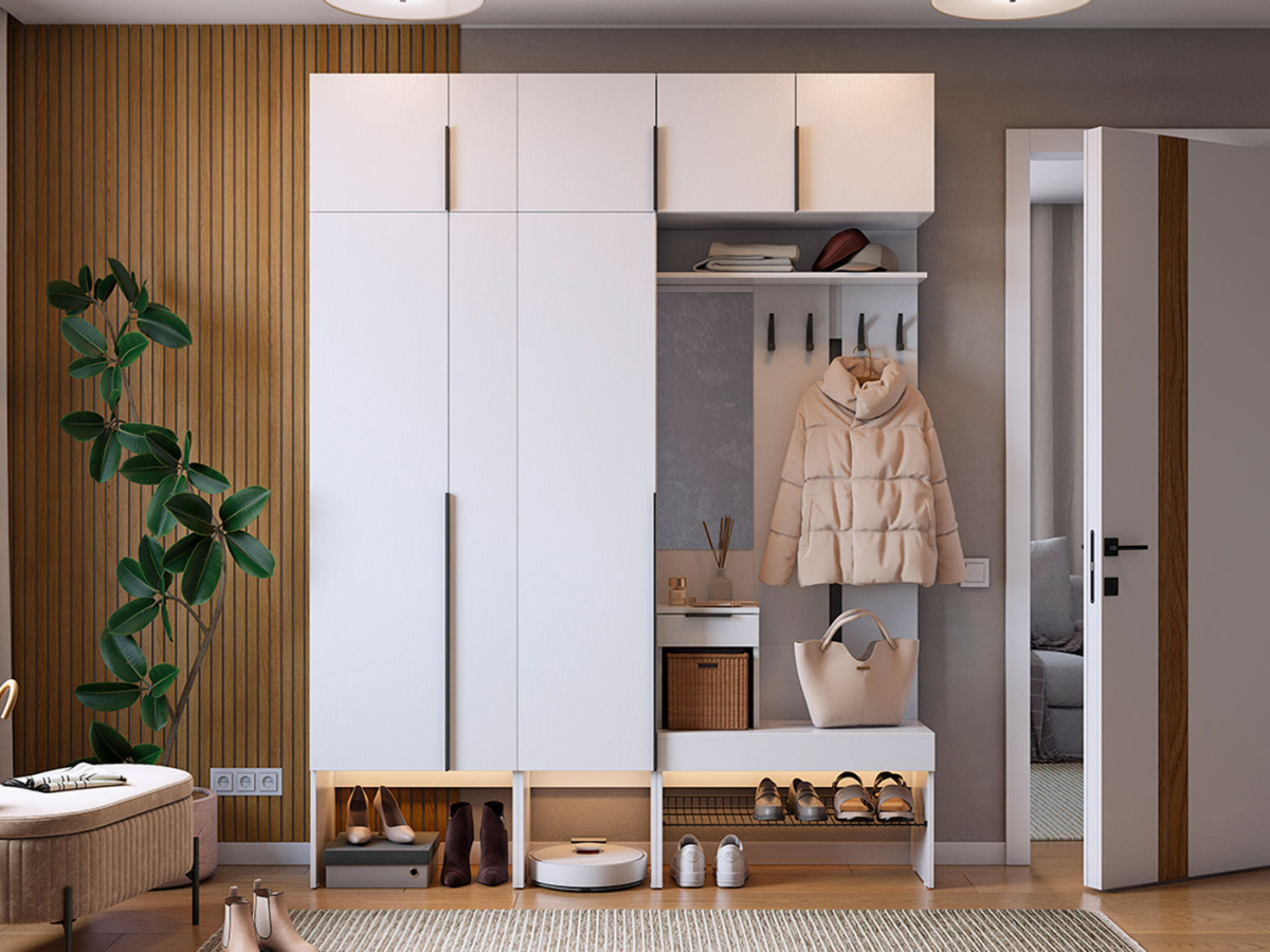 Изображение товара Комплект мебели для прихожей Mebelson Баско квинто 180.2x235 см ЛДСП белый