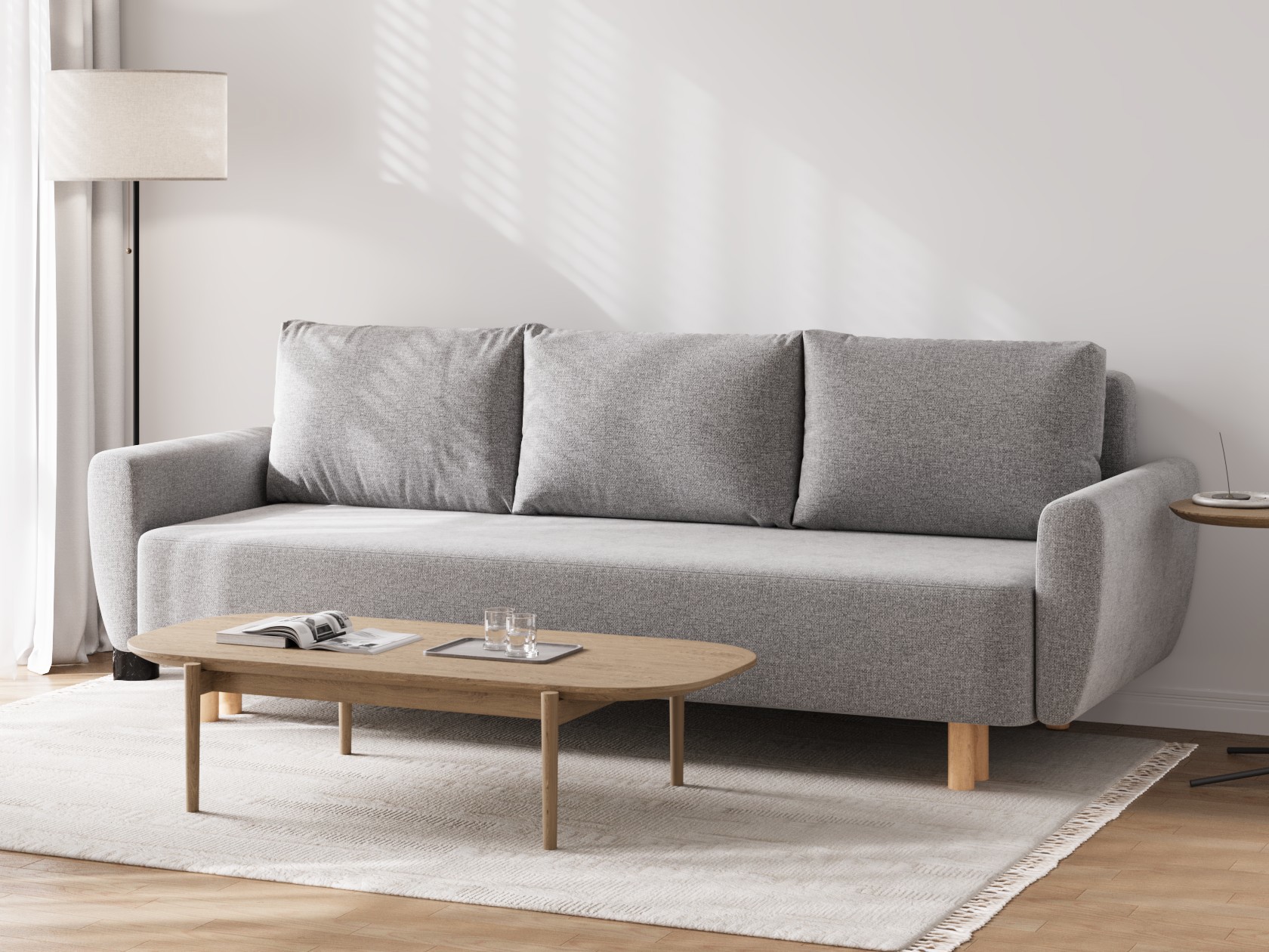 Изображение товара Диван прямой Алатея рогожка серый 232х87х90 см