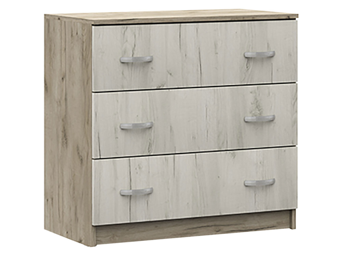 Изображение товара Комод Стендмебель Бриз 3 ящика 80x41x76 см ЛДСП цвет дуб крафт серый/дуб крафт белый