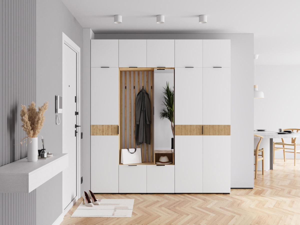 Изображение товара Комплект мебели для прихожей Правила мебели Роби 200x222.6x35 см ЛДСП белый