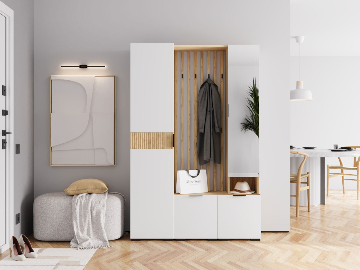 Изображение товара Комплект мебели для прихожей Правила мебели Роби дуб крафт белое дерево