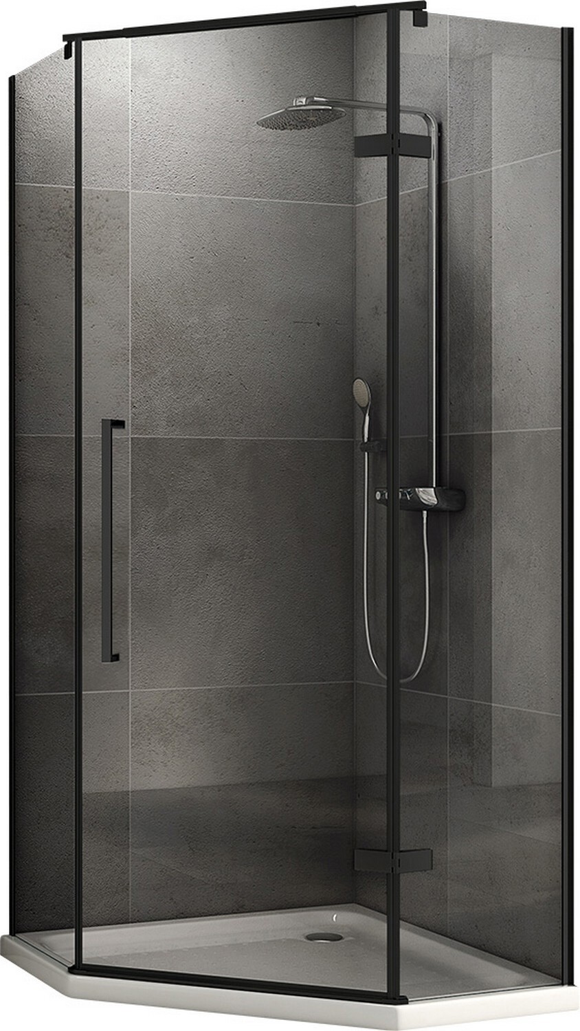 Изображение товара Душевая ширма Abber Ewiges Wasser AG05100B 100х100 см черный стекло 6 мм