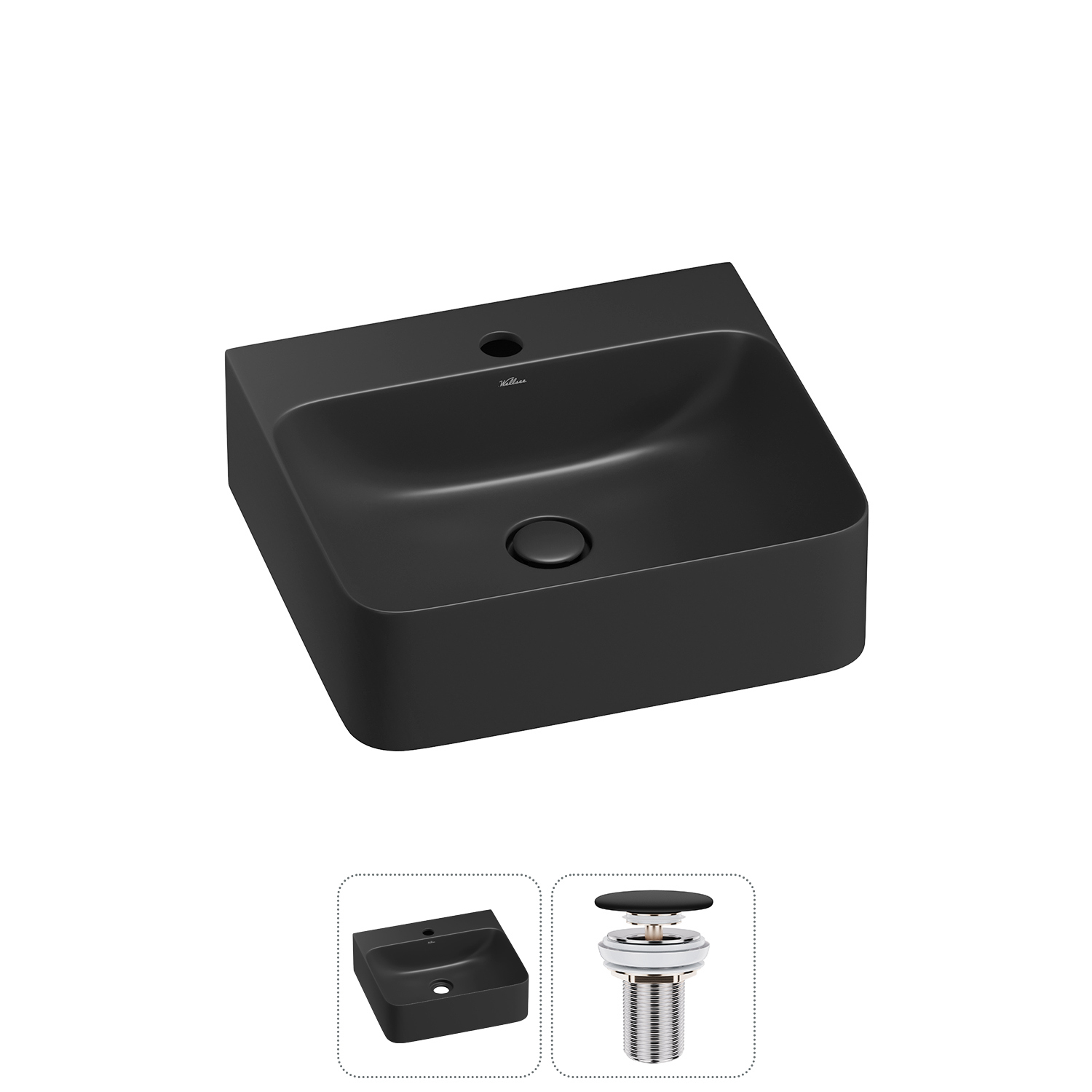 Изображение товара Раковина накладная Wellsee Clermont 43см с донный клапаном 302607000