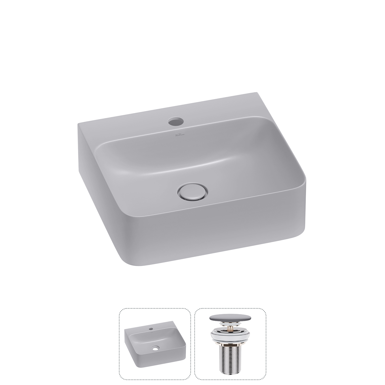 Изображение товара Раковина накладная Wellsee Clermont 43см с донным клапаном