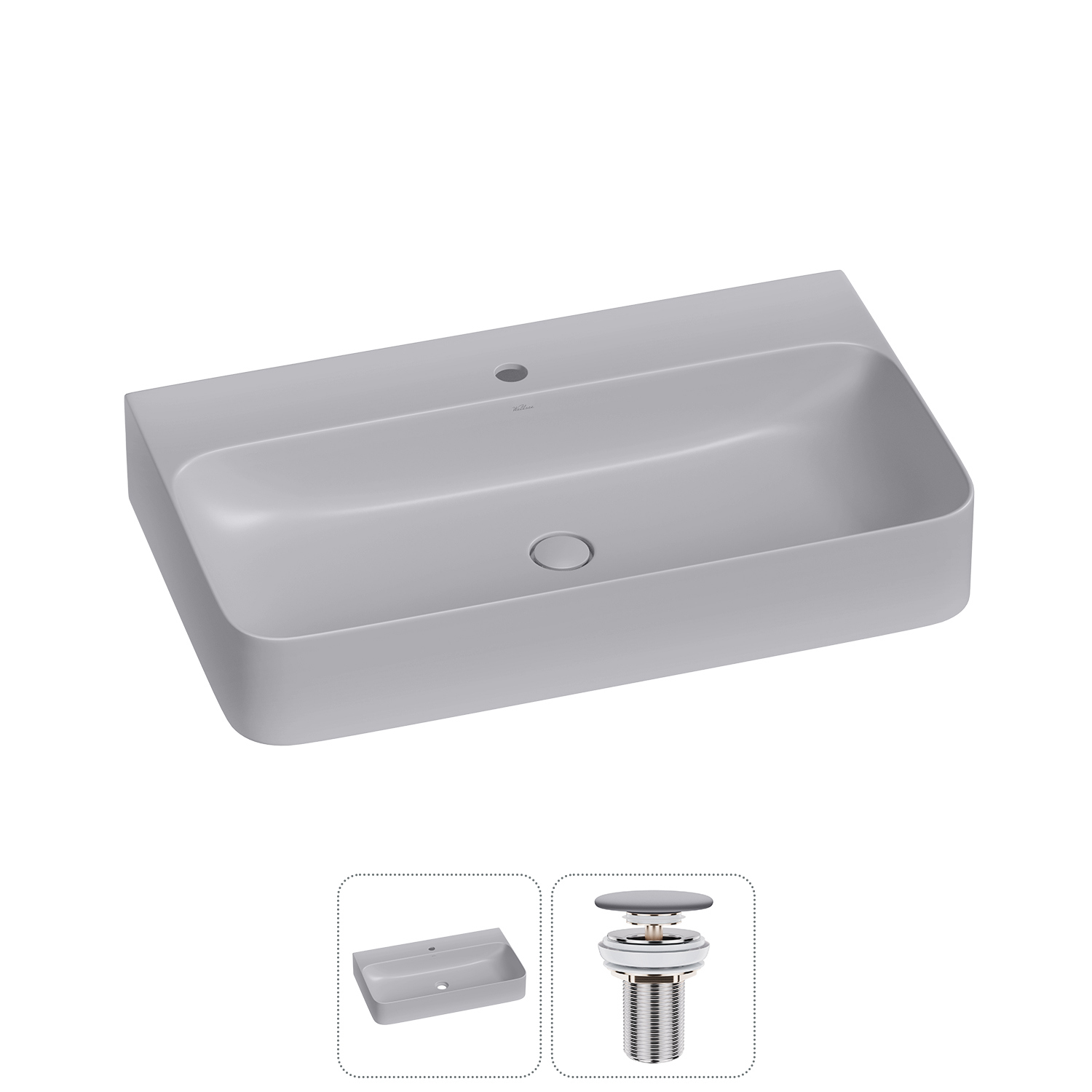 Изображение товара Раковина накладная Wellsee Clermont 80см с донным клапаном