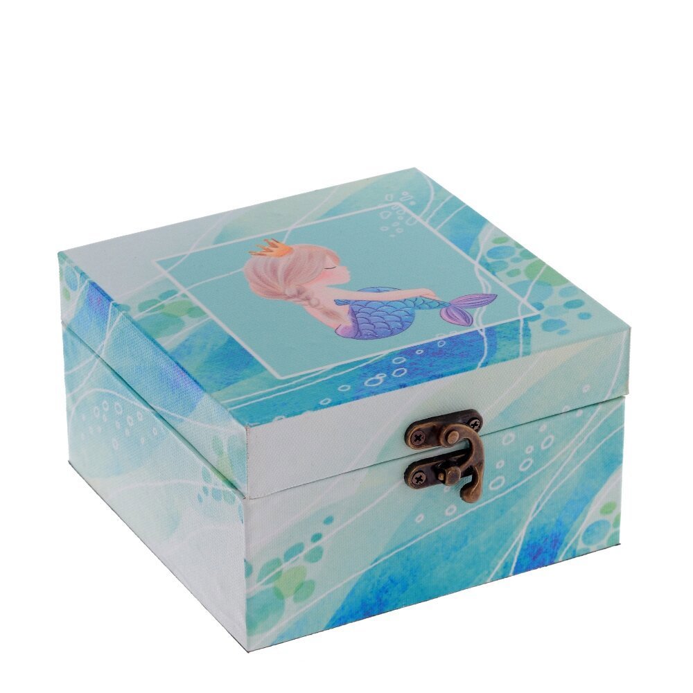 Изображение товара Шкатулка квадратная с рисунком, синий, 14x14x8 см