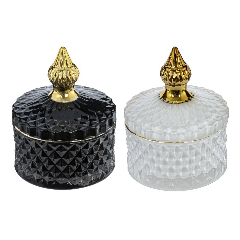 Изображение товара Стеклянная шкатулка с золотым элементом, черная, 85x85x105 см