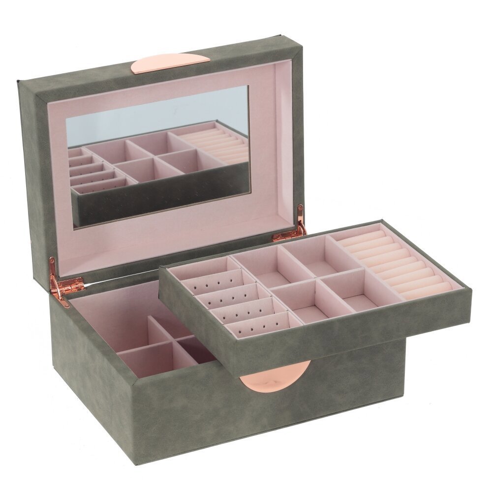 Изображение товара Шкатулка для украшений L245 — Зеленая, ПВХ, 18x11x11 см