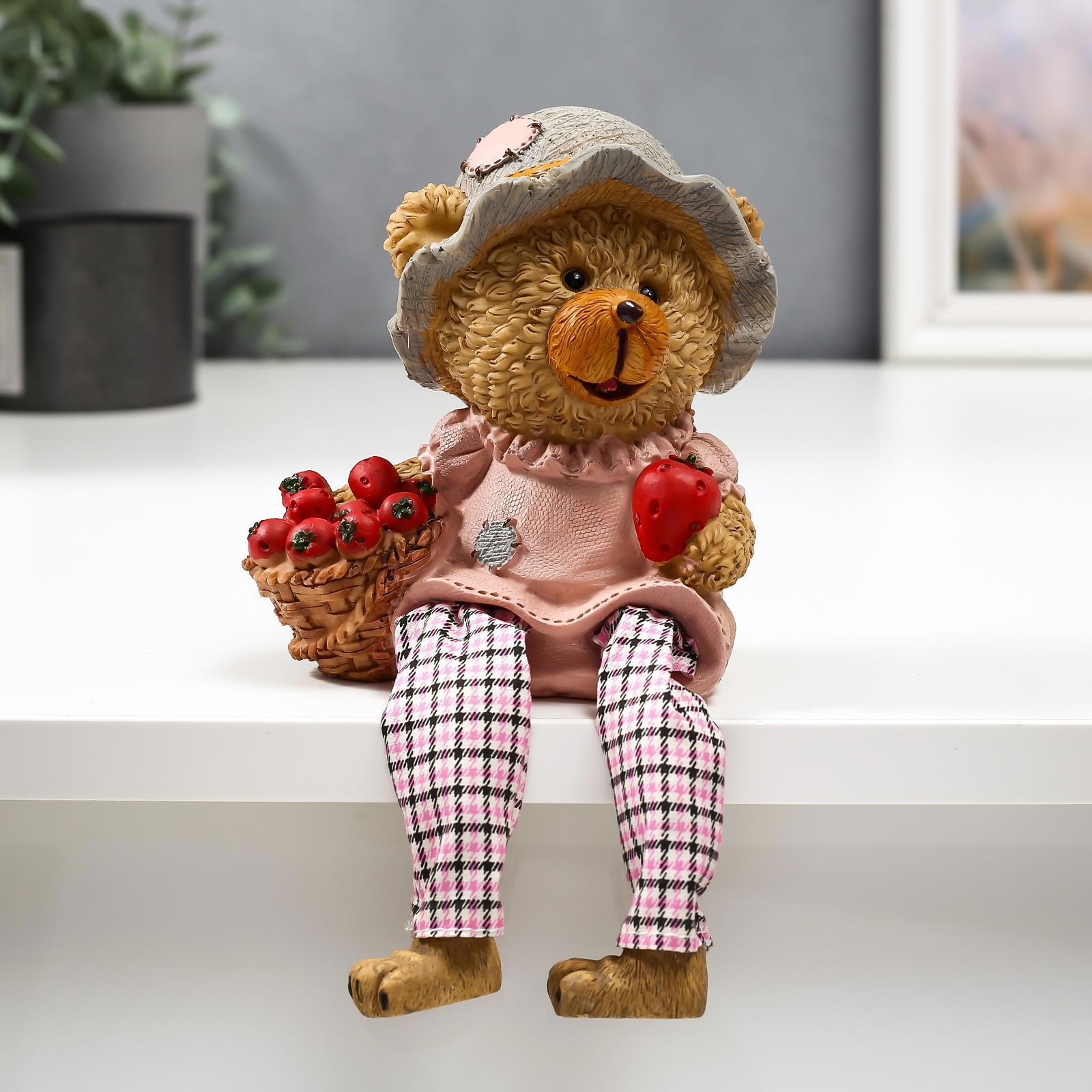 Изображение товара Сувенир полистоун Медвежонок с яблоками длинные ножки МИКС 235х105х8 см 5493633